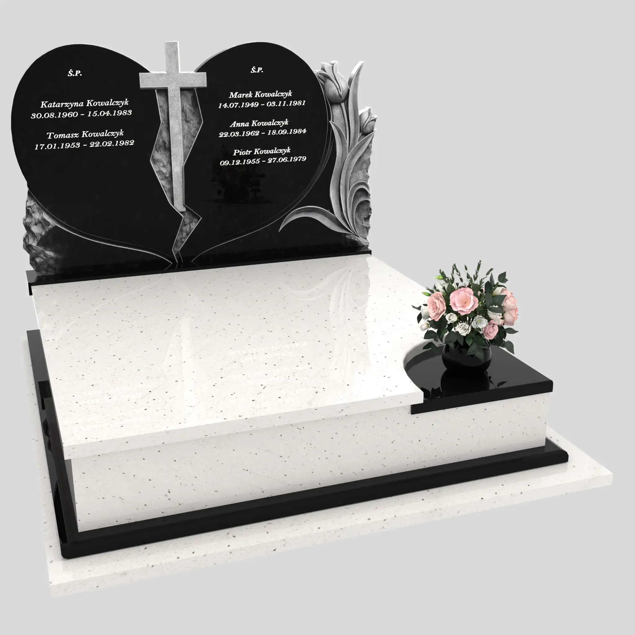 Nagrobek podwójny z rzeźbą serca i kwiatów CK 119 zdjęcie 82