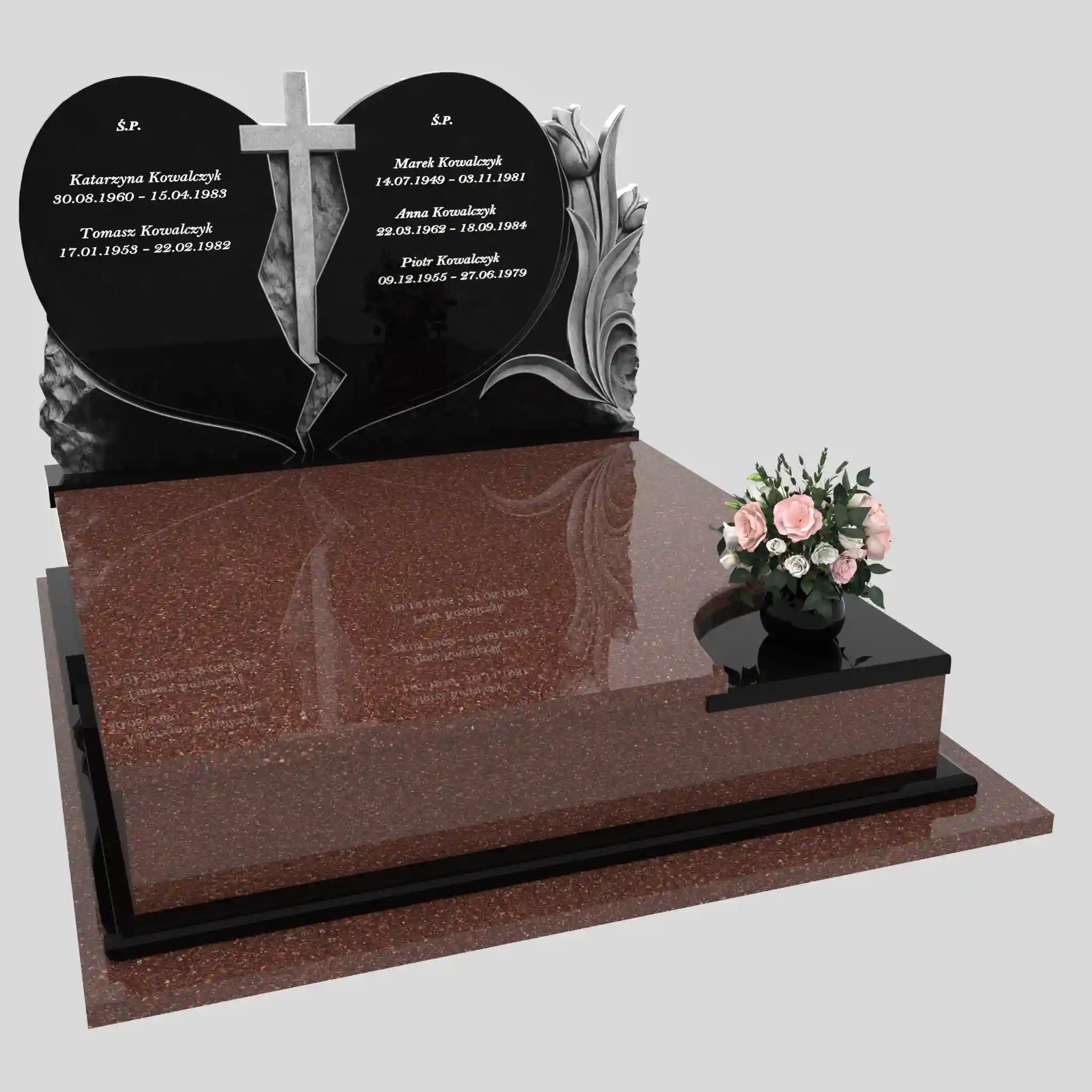 Nagrobek podwójny z rzeźbą serca i kwiatów CK 119 zdjęcie 81
