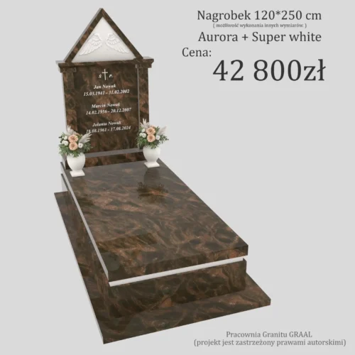 Nagrobki Warszawa | Nagrobk i pojedyncze ze skrzydłami z granitu aurora