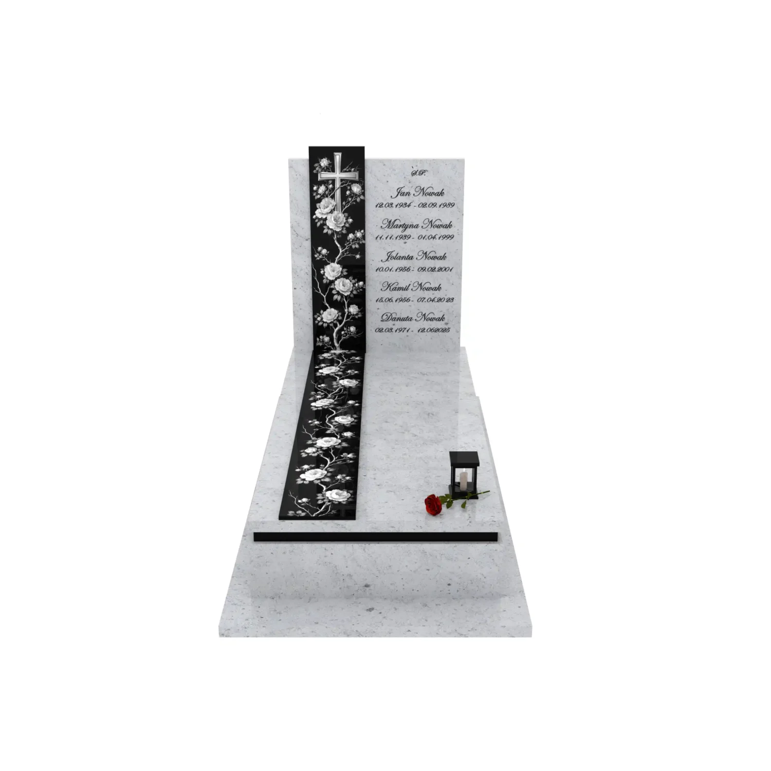 Nagrobek pojedynczy z grawerem róż i krzyża K 126+360 – photo №12