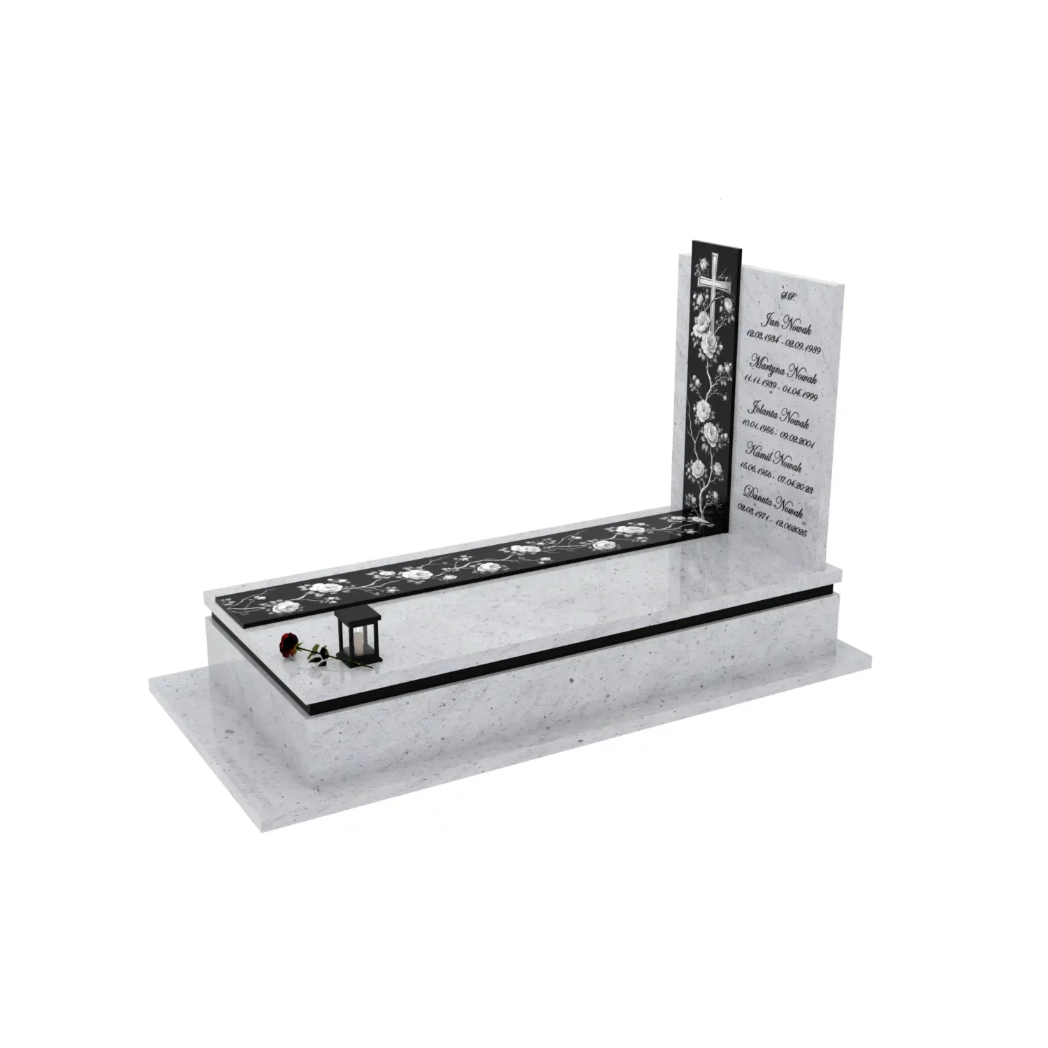 Nagrobek pojedynczy z grawerem róż i krzyża K 126+360 – photo №2