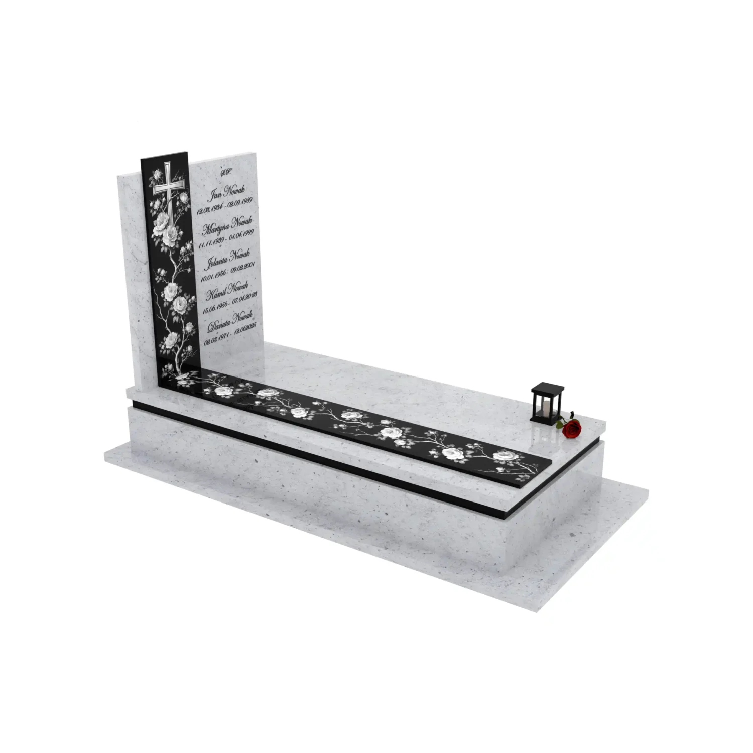 Nagrobek pojedynczy z grawerem róż i krzyża K 126+360 – photo №10