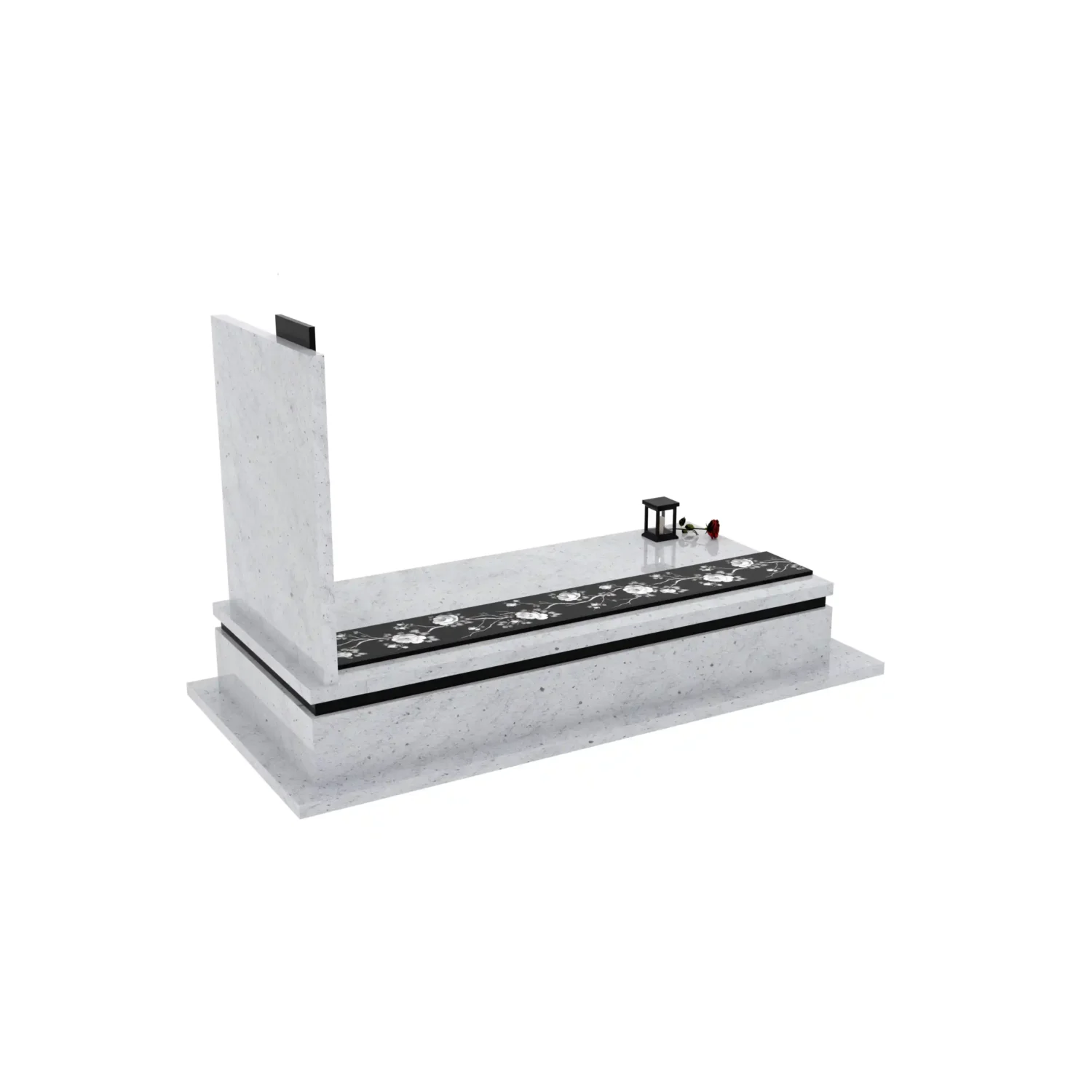 Nagrobek pojedynczy z grawerem róż i krzyża K 126+360 – photo №8