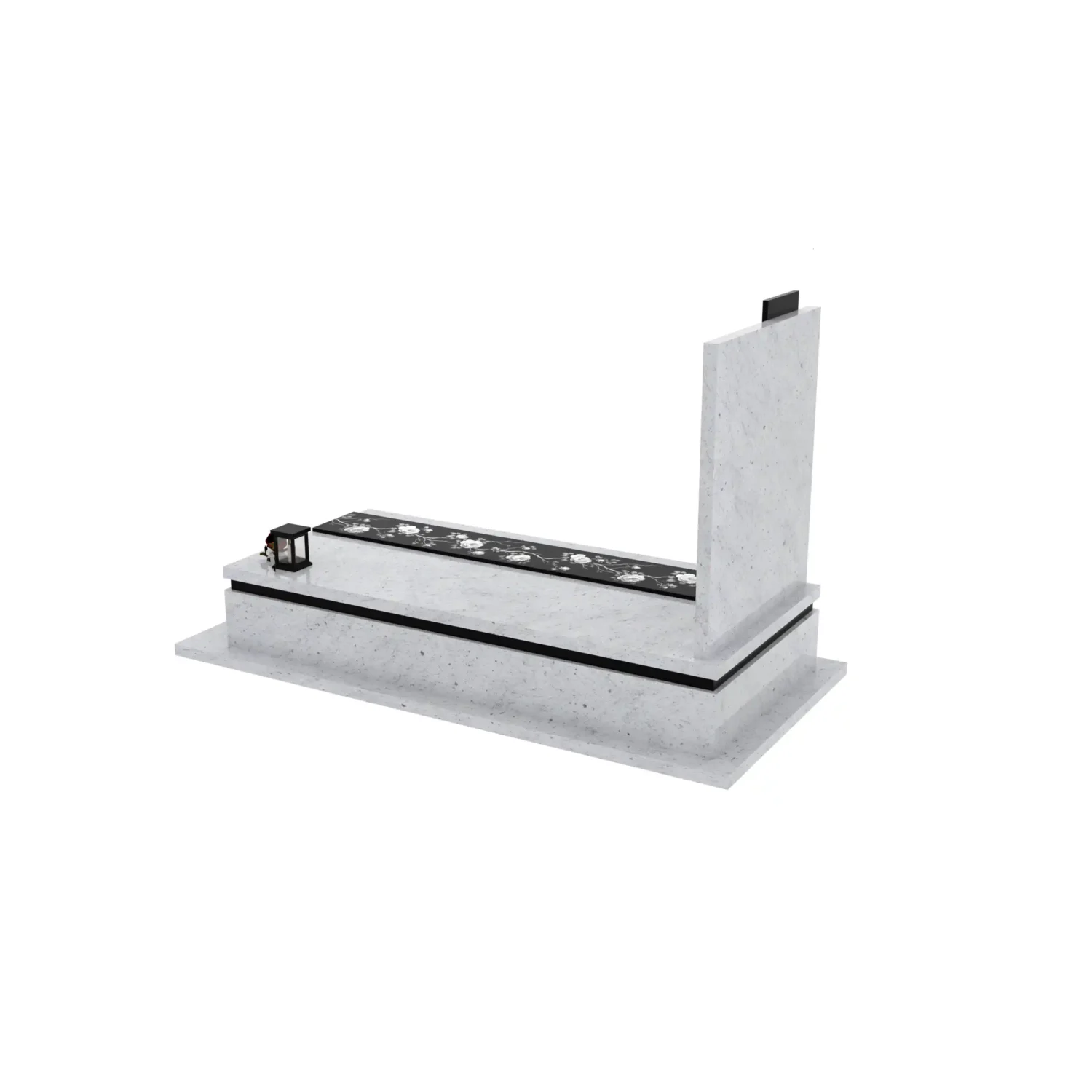 Nagrobek pojedynczy z grawerem róż i krzyża K 126+360 – photo №4