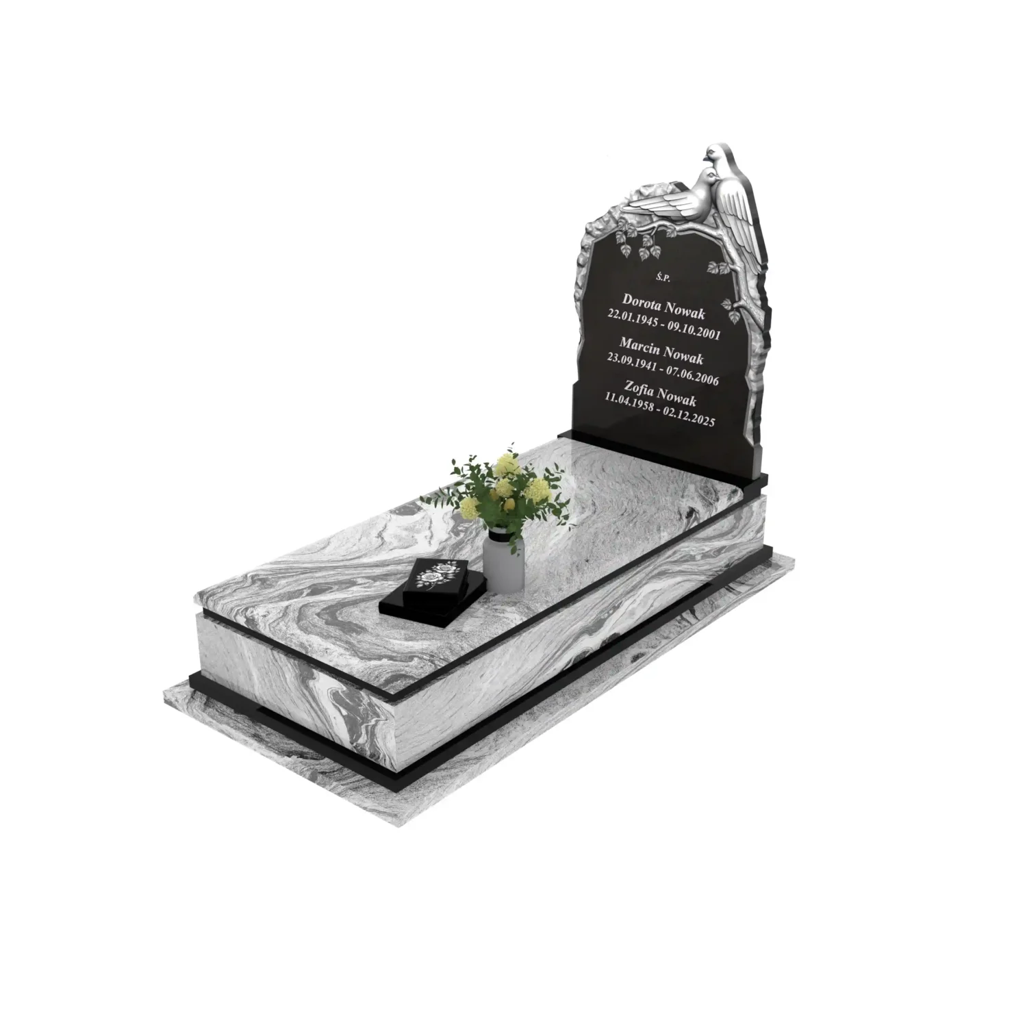 Nagrobek pojedynczy z rzeźbą gołębi CK 184+360 – photo №8