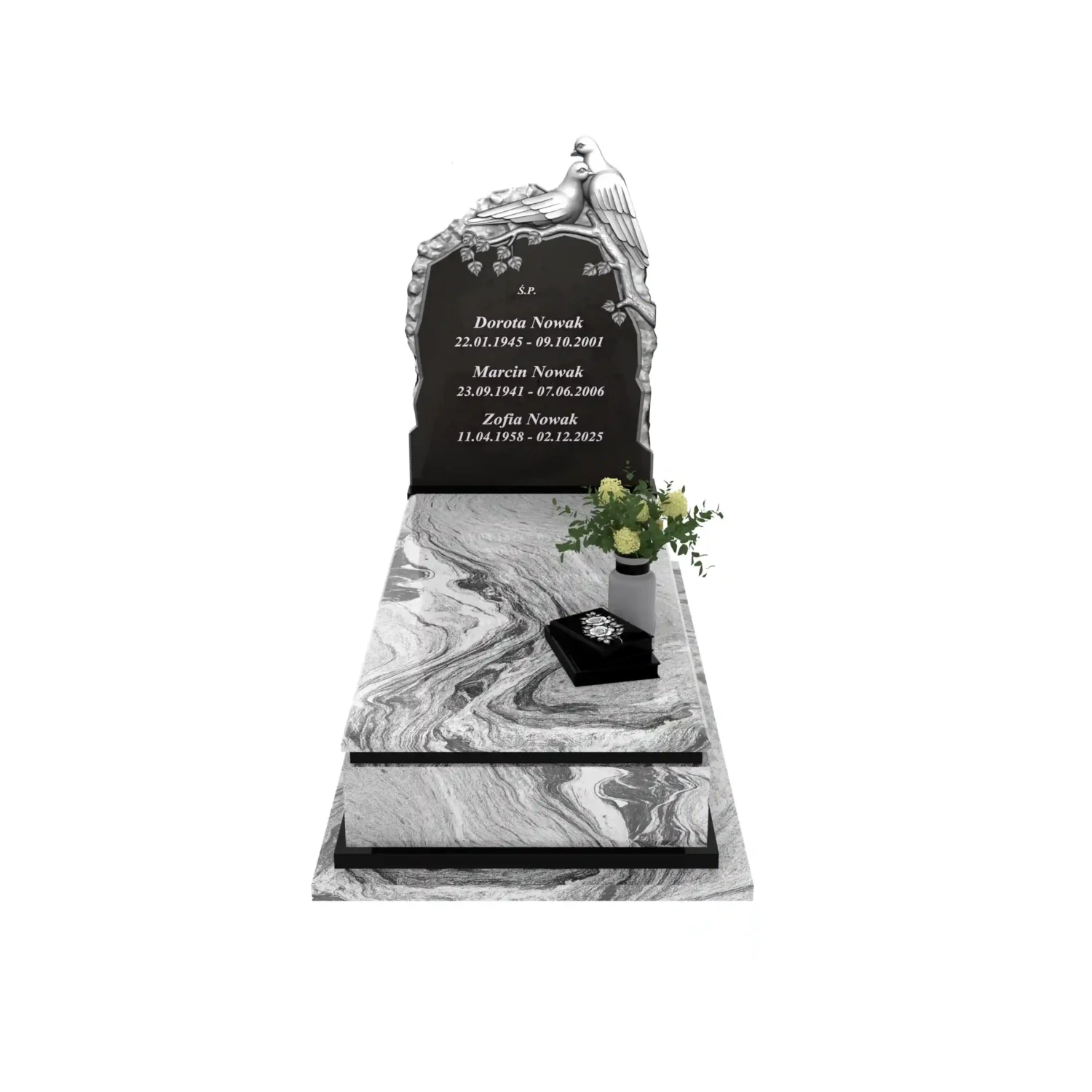 Nagrobek pojedynczy z rzeźbą gołębi CK 184+360 – photo №7