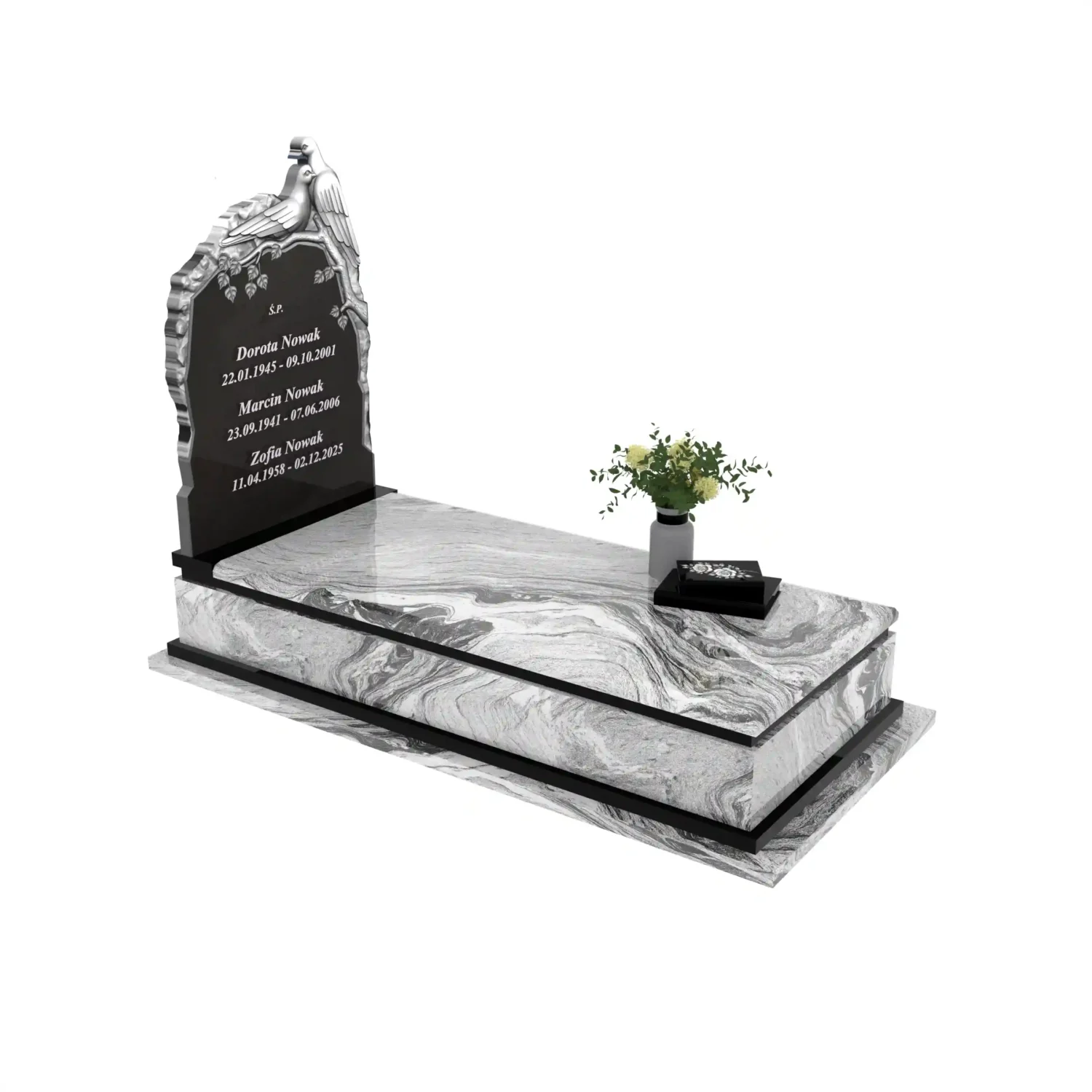 Nagrobek pojedynczy z rzeźbą gołębi CK 184+360 – photo №5