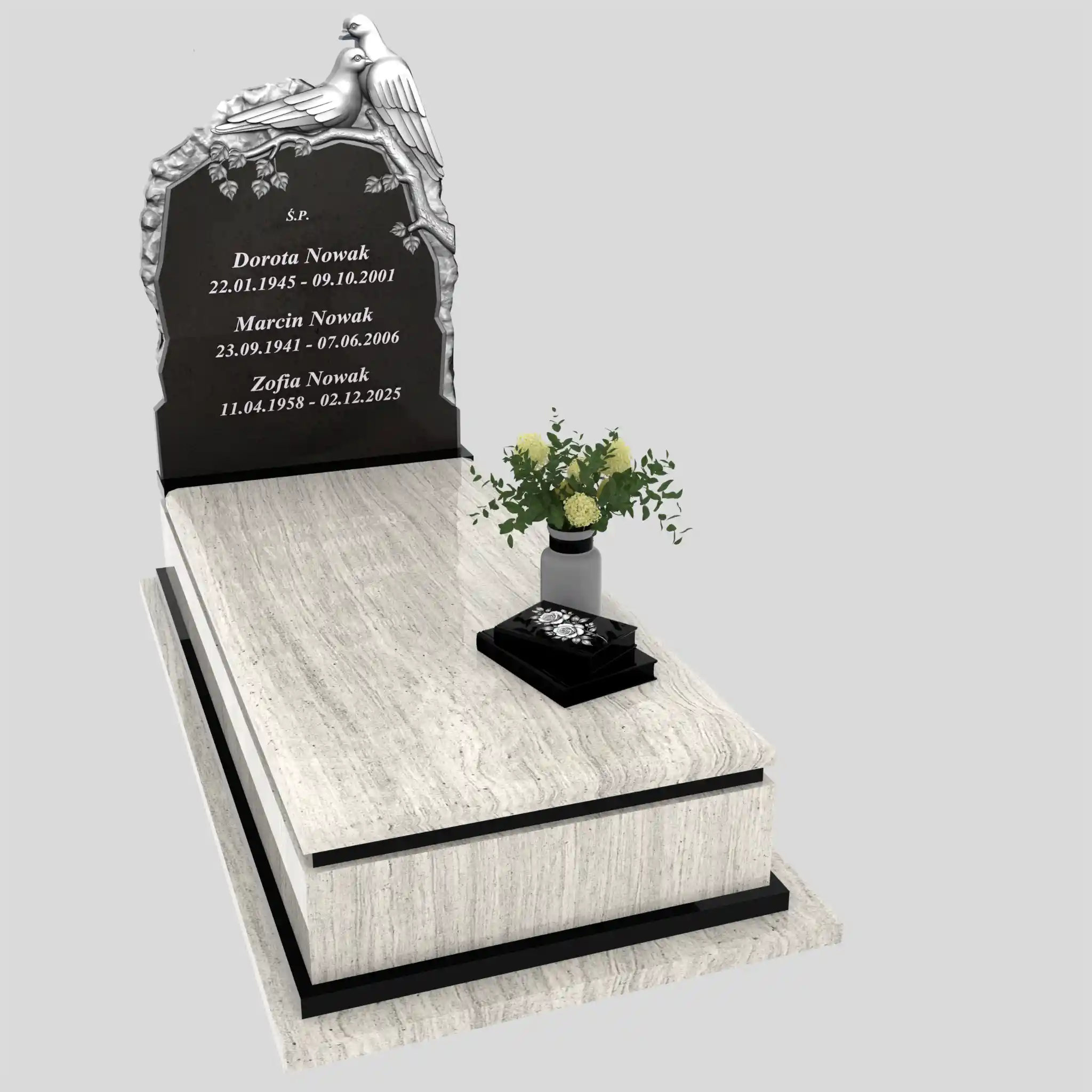 Nagrobek pojedynczy z rzeźbą gołębi CK 184 zdjęcie 90