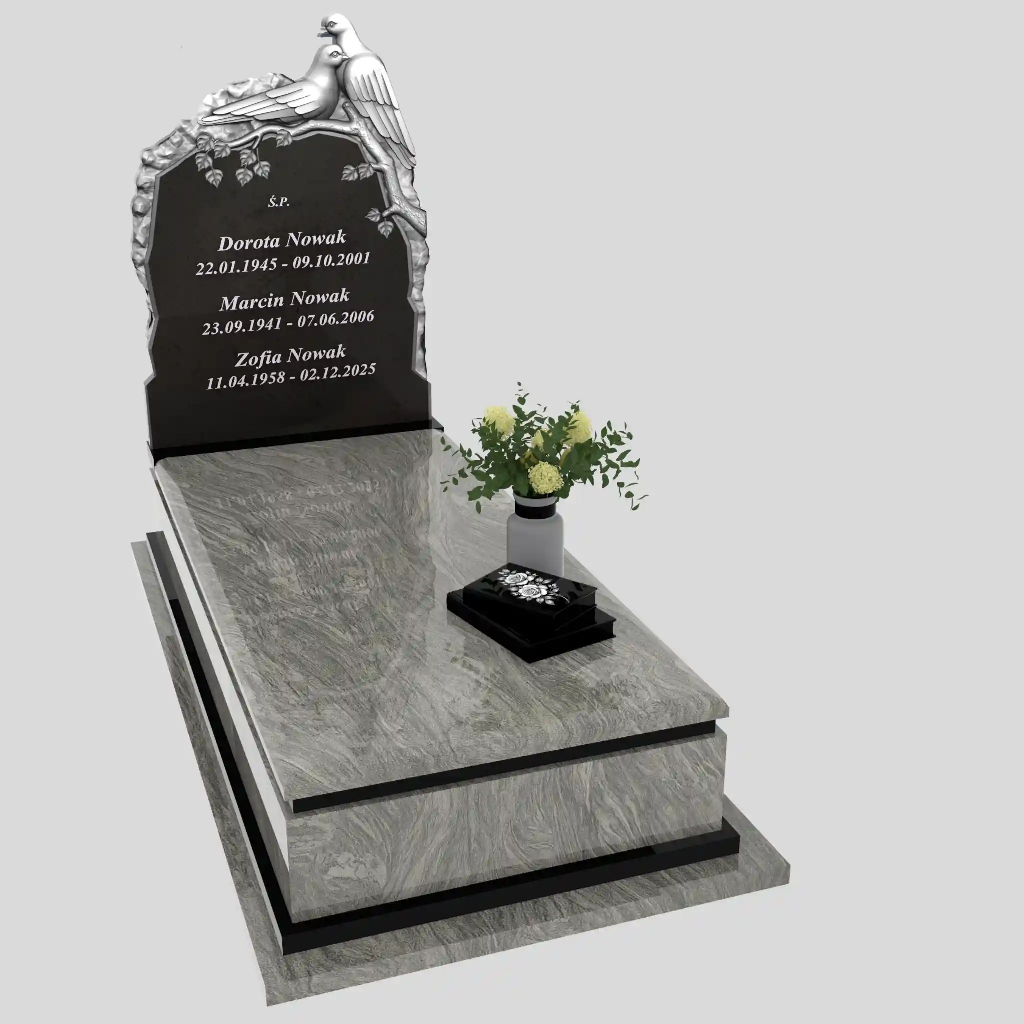 Nagrobek pojedynczy z rzeźbą gołębi CK 184 zdjęcie 89