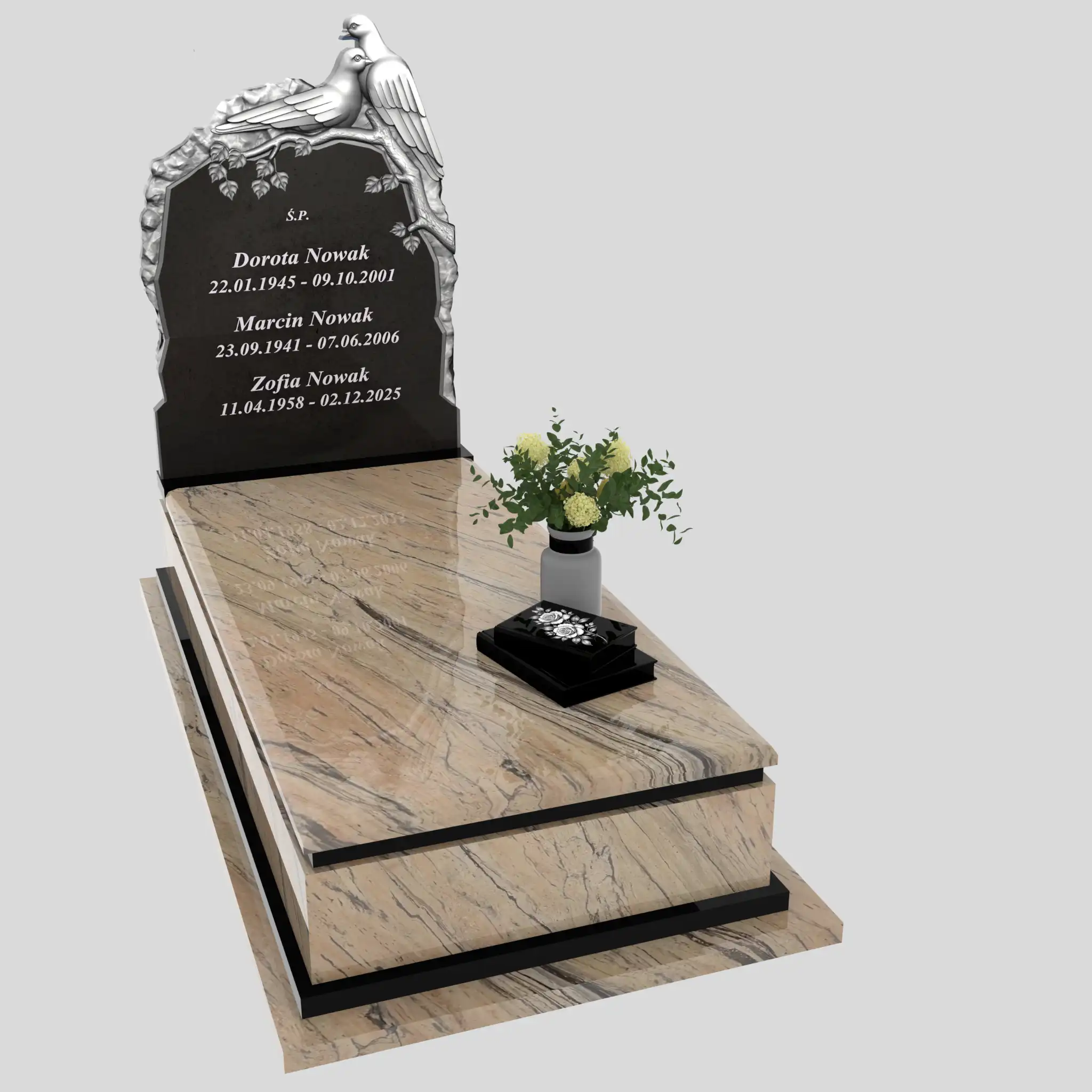 Nagrobek pojedynczy z rzeźbą gołębi CK 184 zdjęcie 85