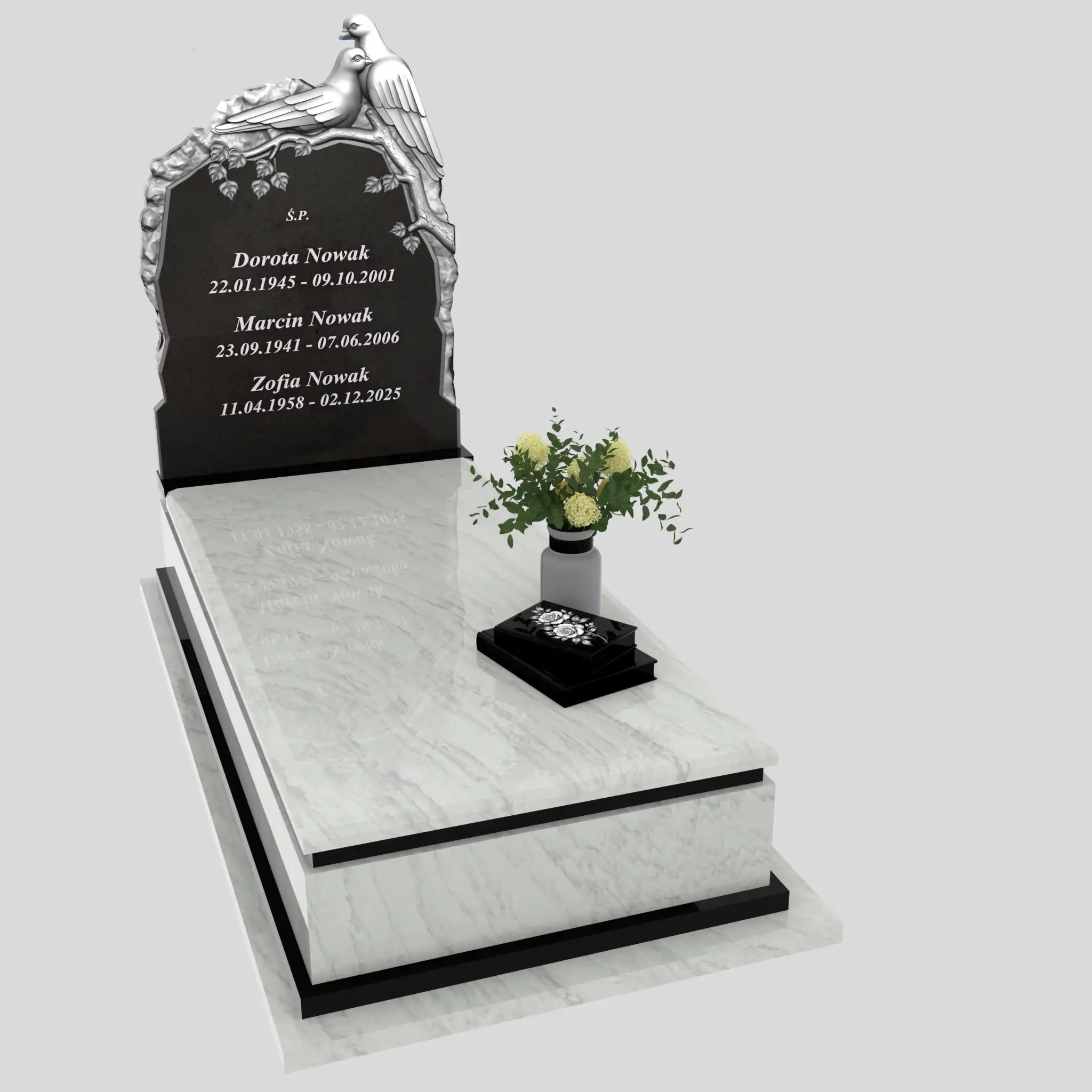 Nagrobek pojedynczy z rzeźbą gołębi CK 184 zdjęcie 81