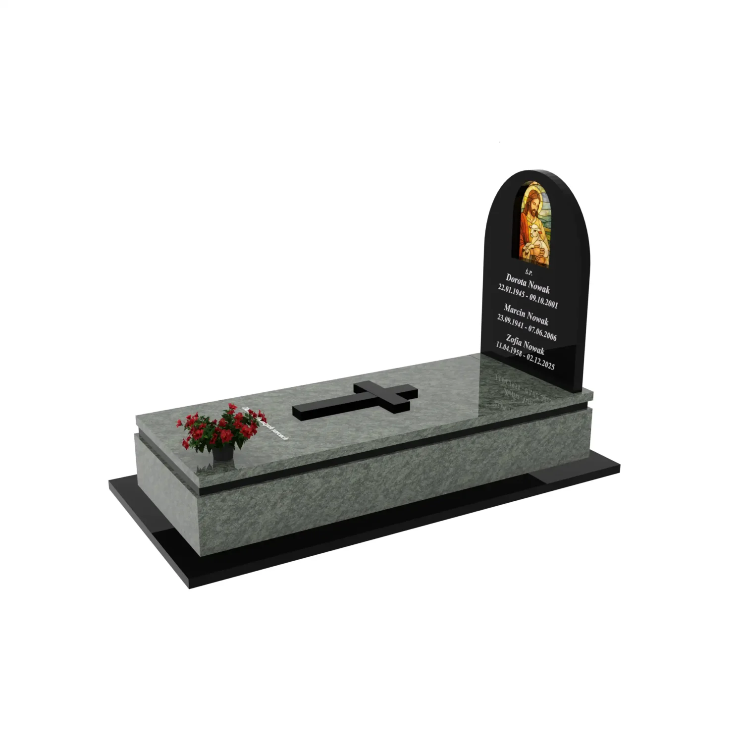 Nagrobek pojedynczy z witrażem Jezusa K 130+360 – photo №12