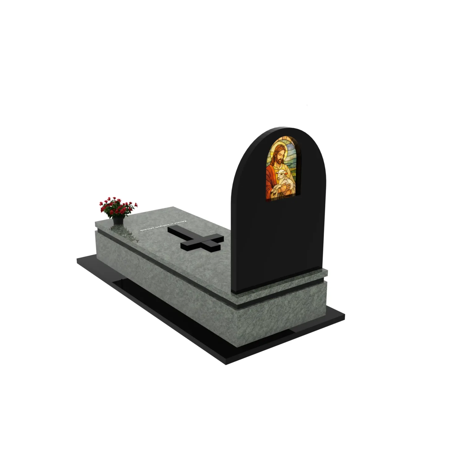 Nagrobek pojedynczy z witrażem Jezusa K 130+360 – photo №3