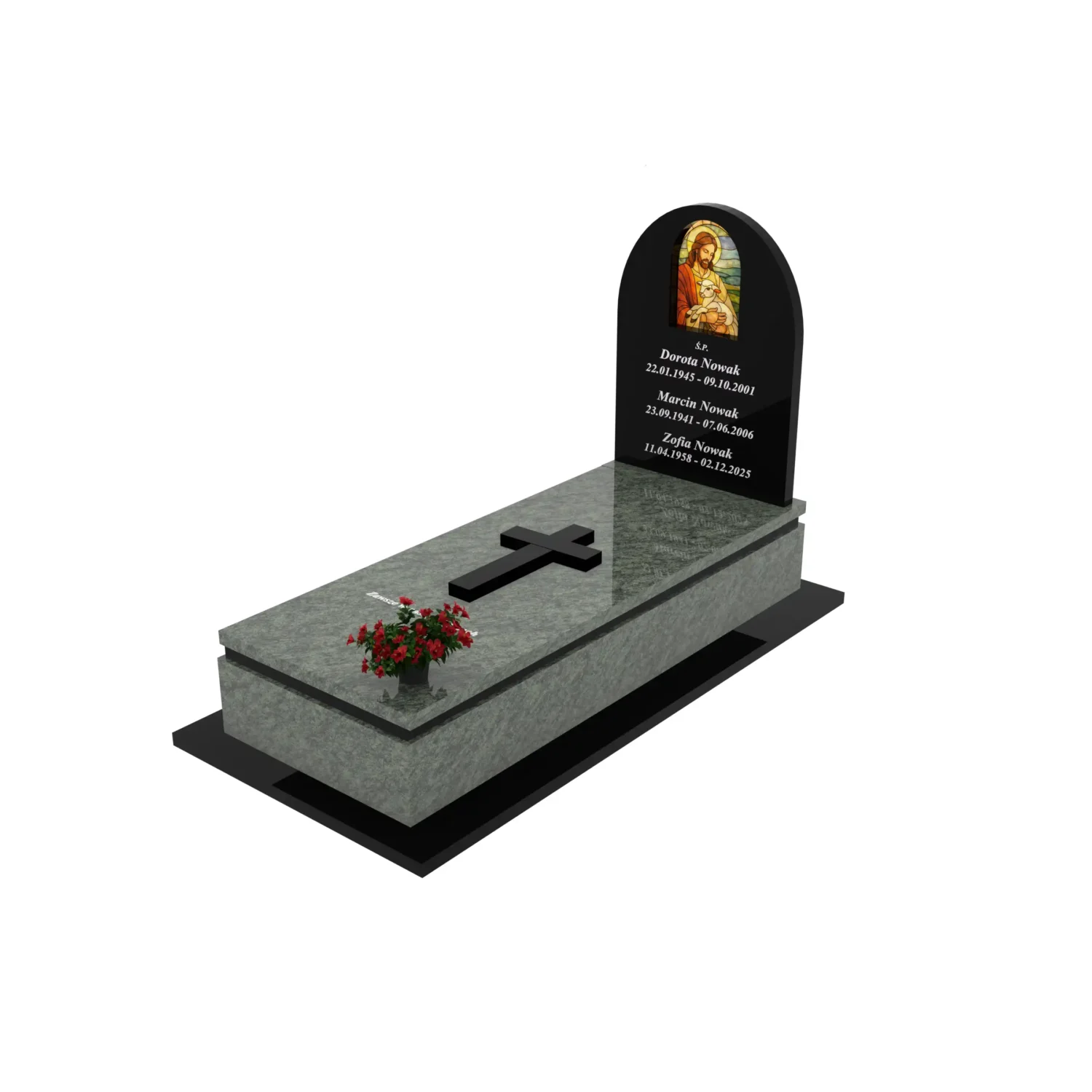 Nagrobek pojedynczy z witrażem Jezusa K 130+360 – photo №11