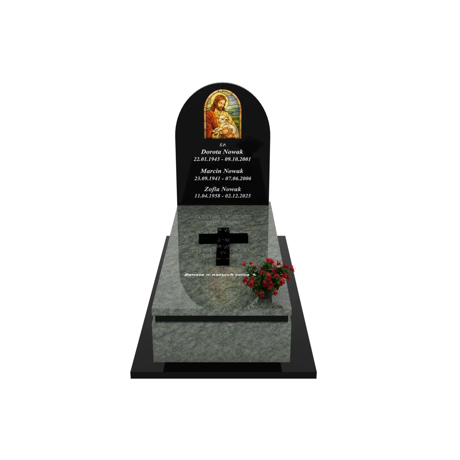 Nagrobek pojedynczy z witrażem Jezusa K 130+360 – photo №10
