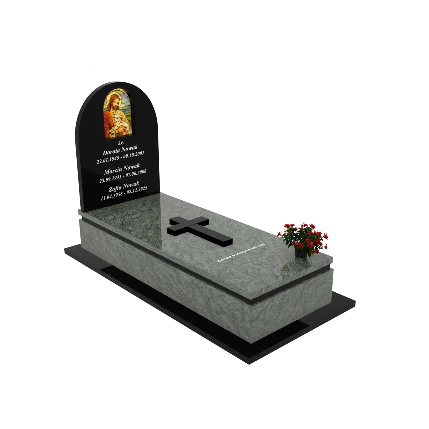 Nagrobek pojedynczy z witrażem Jezusa K 130+360 – photo №9