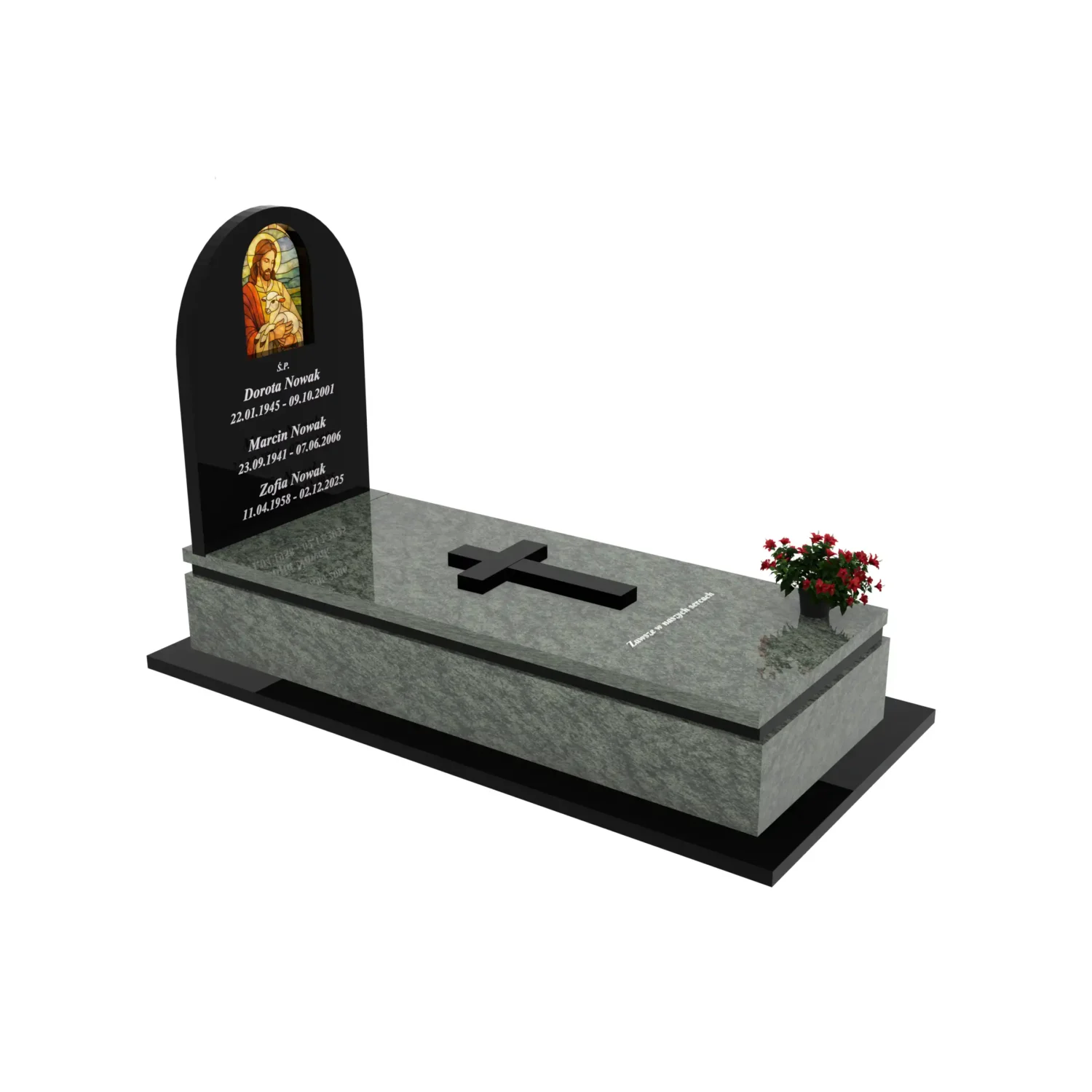 Nagrobek pojedynczy z witrażem Jezusa K 130+360 – photo №8
