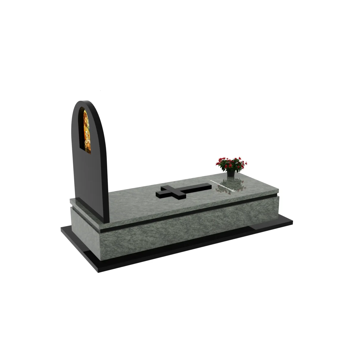 Nagrobek pojedynczy z witrażem Jezusa K 130+360 – photo №6