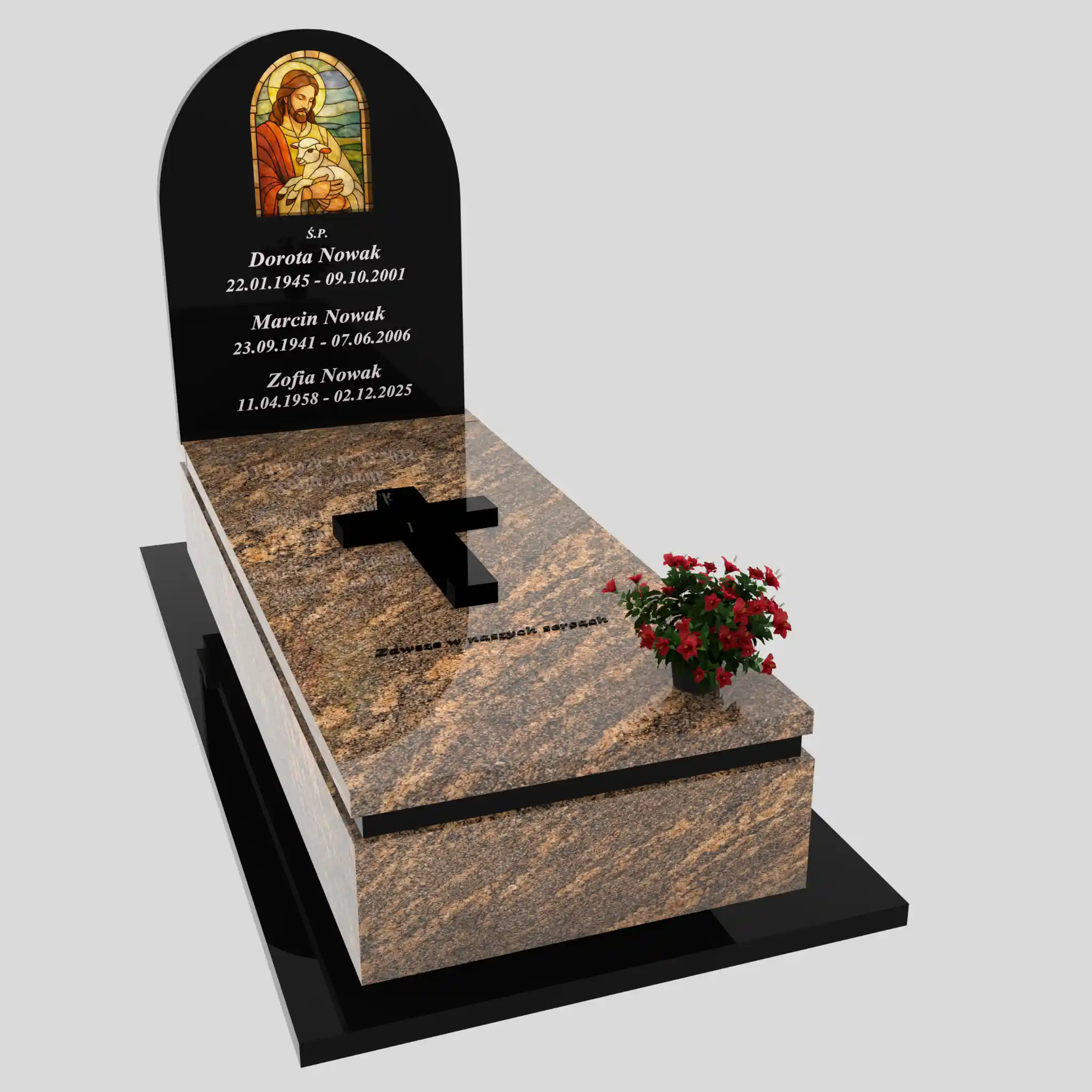 Nagrobek pojedynczy z witrażem Jezusa K 130 zdjęcie 90