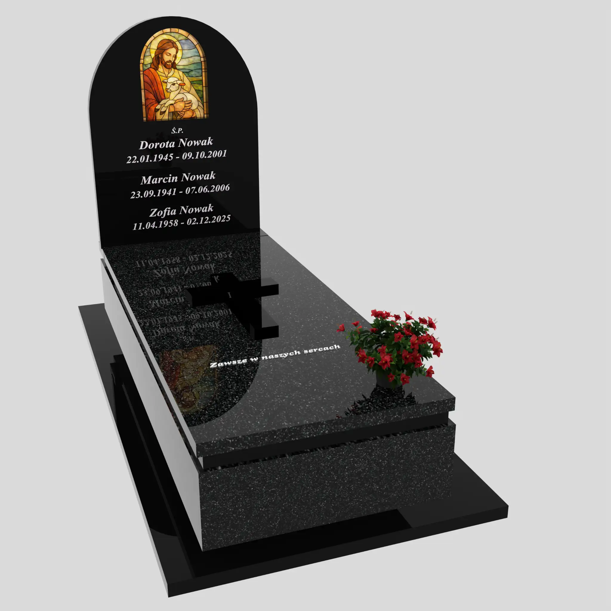 Nagrobek pojedynczy z witrażem Jezusa K 130 zdjęcie 89