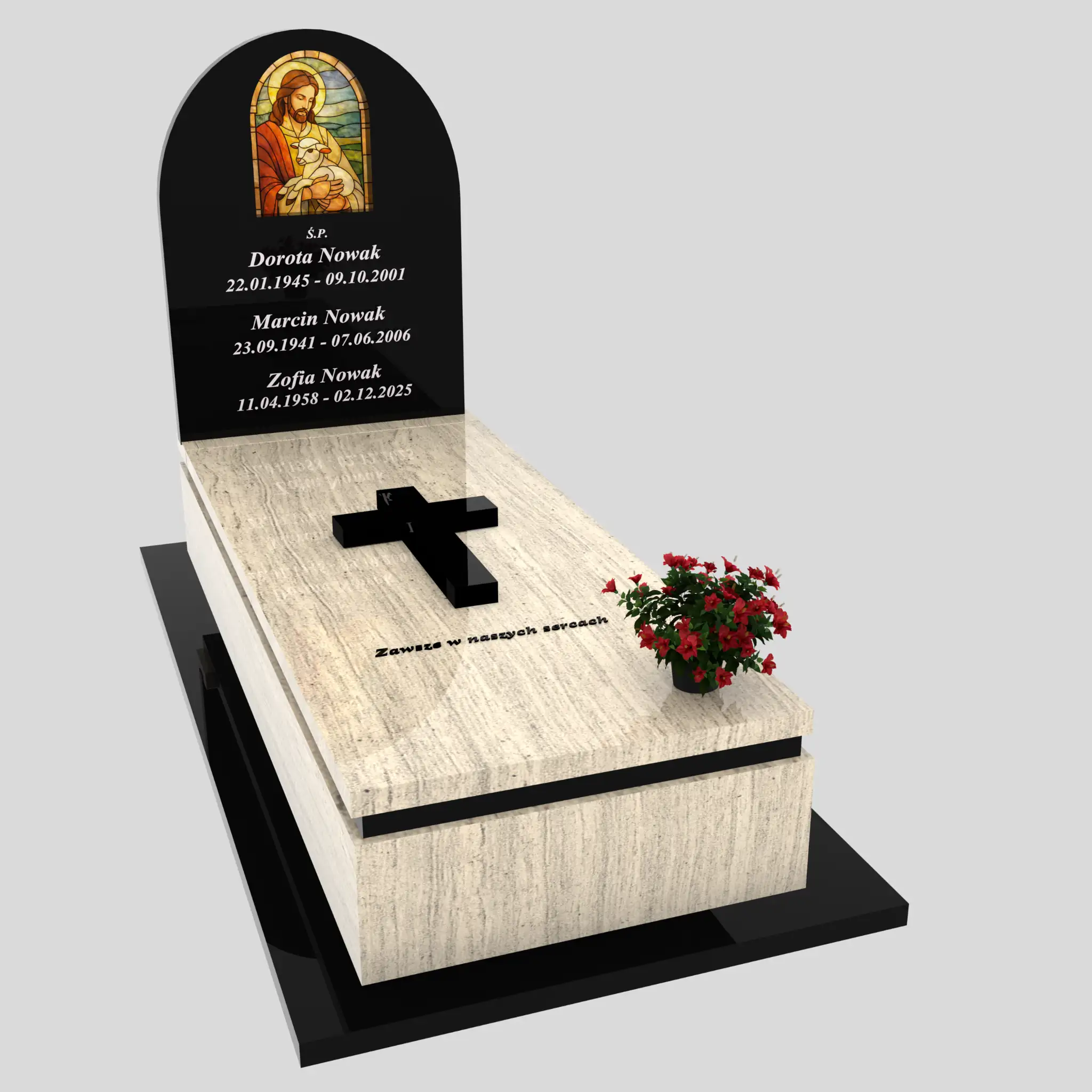 Nagrobek pojedynczy z witrażem Jezusa K 130 zdjęcie 88