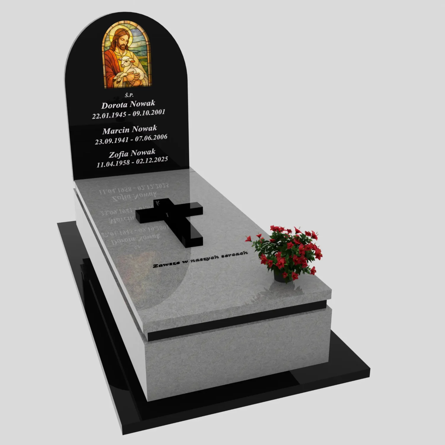 Nagrobek pojedynczy z witrażem Jezusa K 130 zdjęcie 87