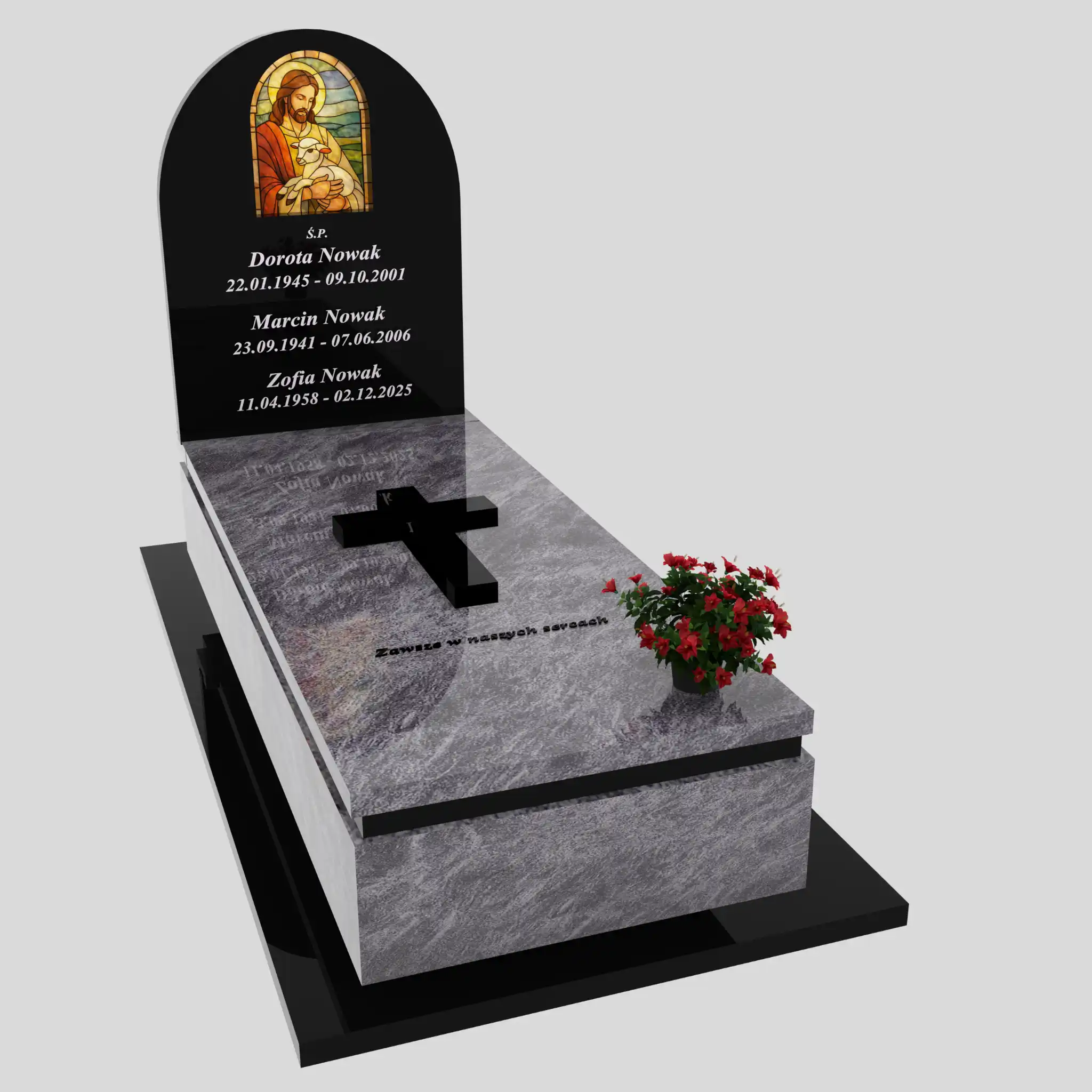 Nagrobek pojedynczy z witrażem Jezusa K 130 zdjęcie 84