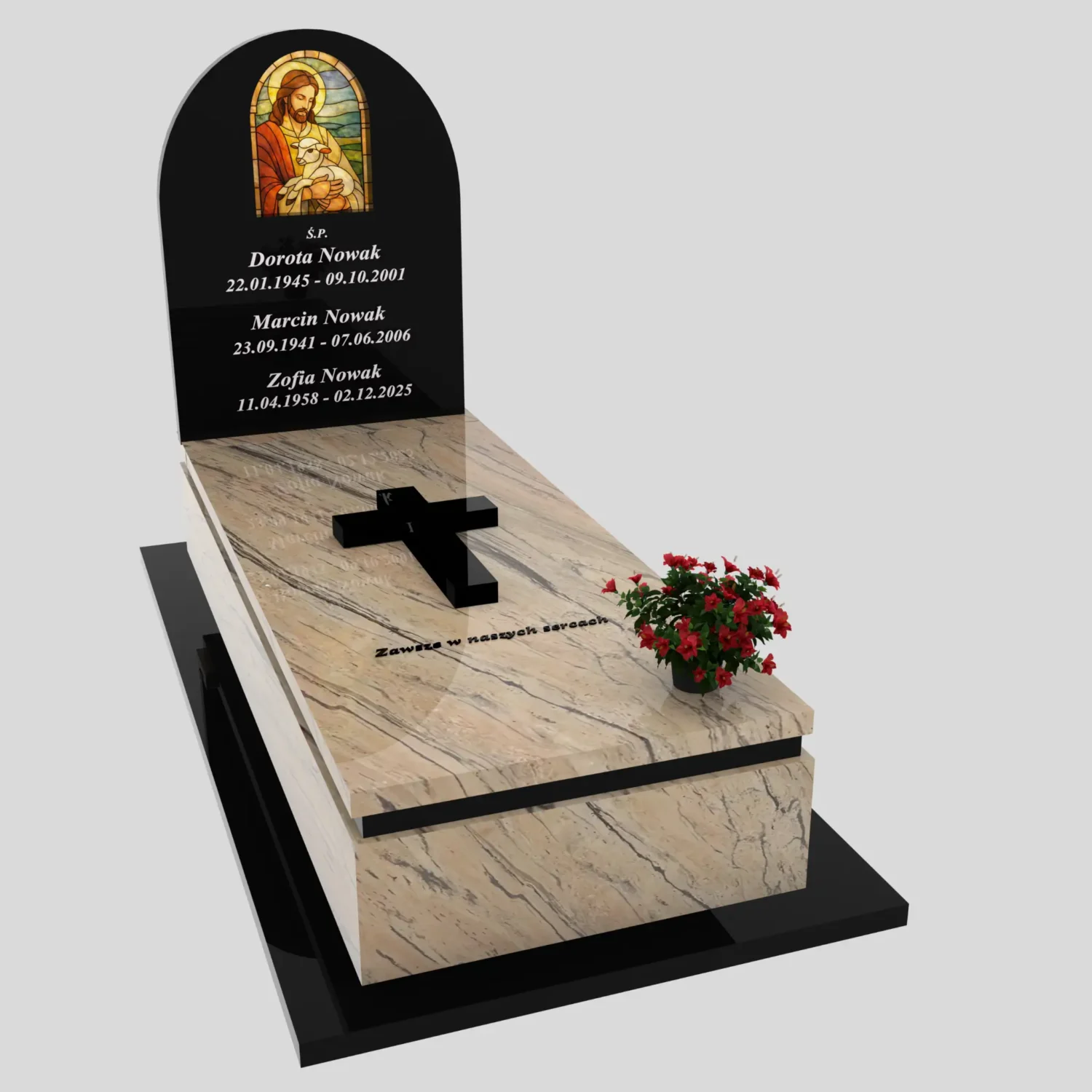 Nagrobek pojedynczy z witrażem Jezusa K 130 zdjęcie 83