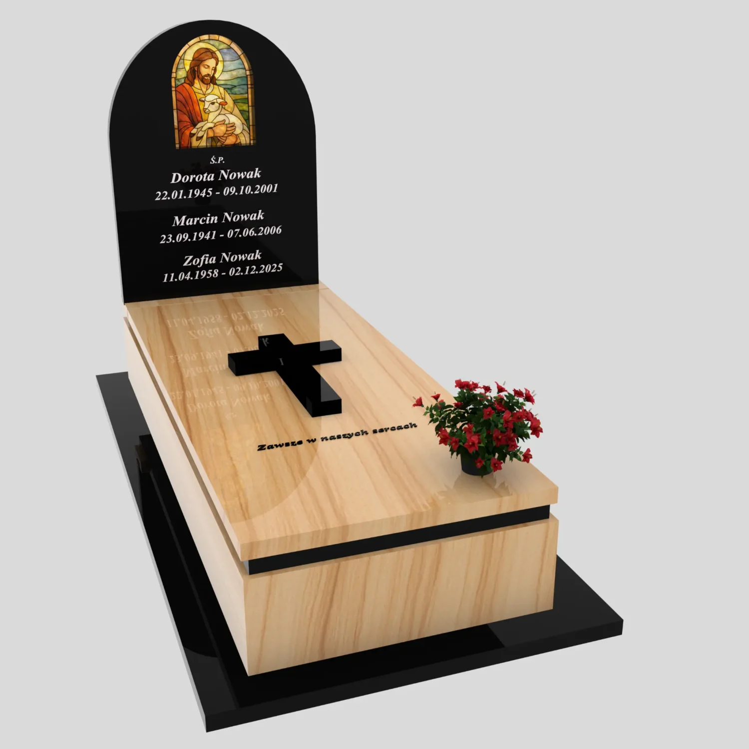 Nagrobek pojedynczy z witrażem Jezusa K 130 zdjęcie 81