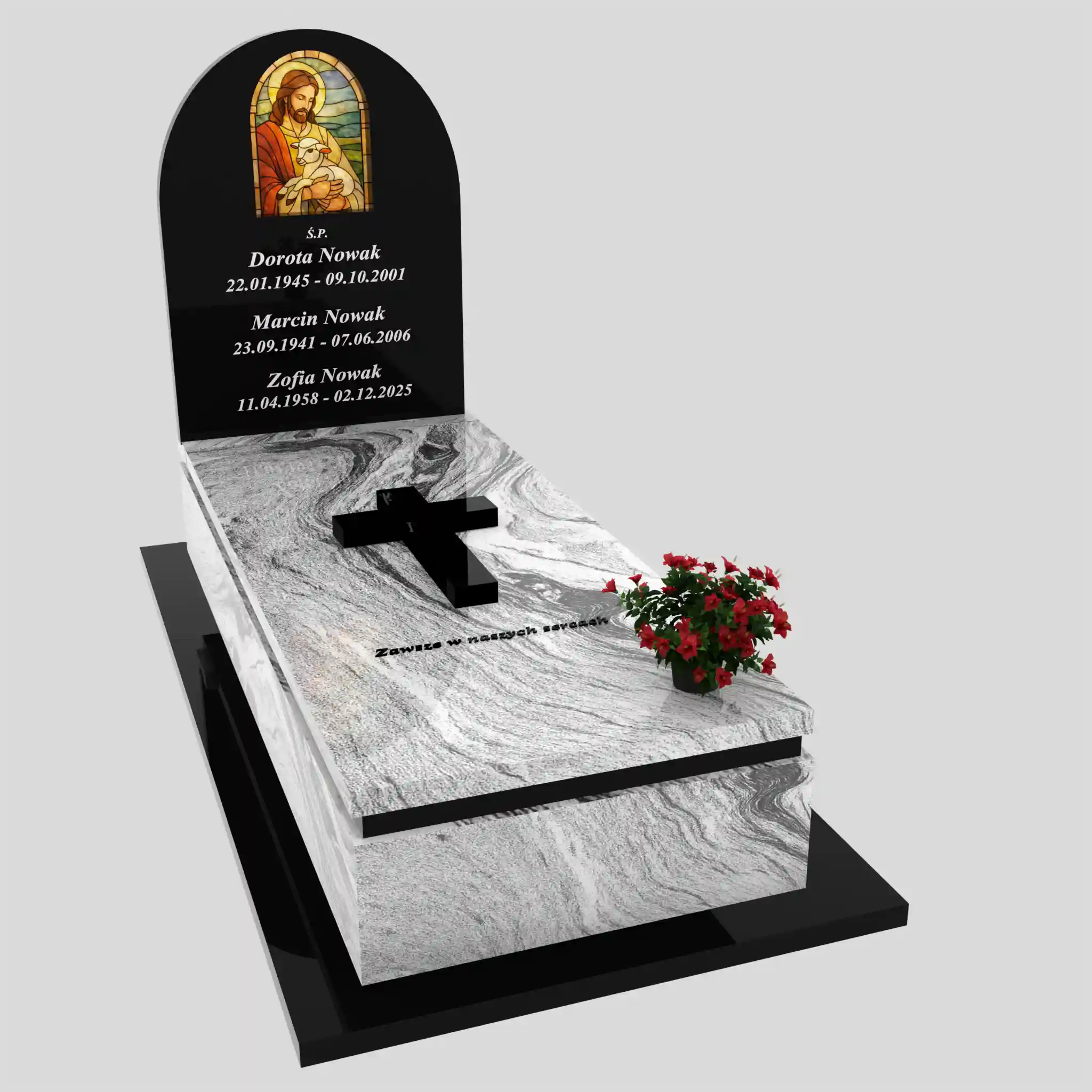 Nagrobek pojedynczy z witrażem Jezusa K 130 zdjęcie 80