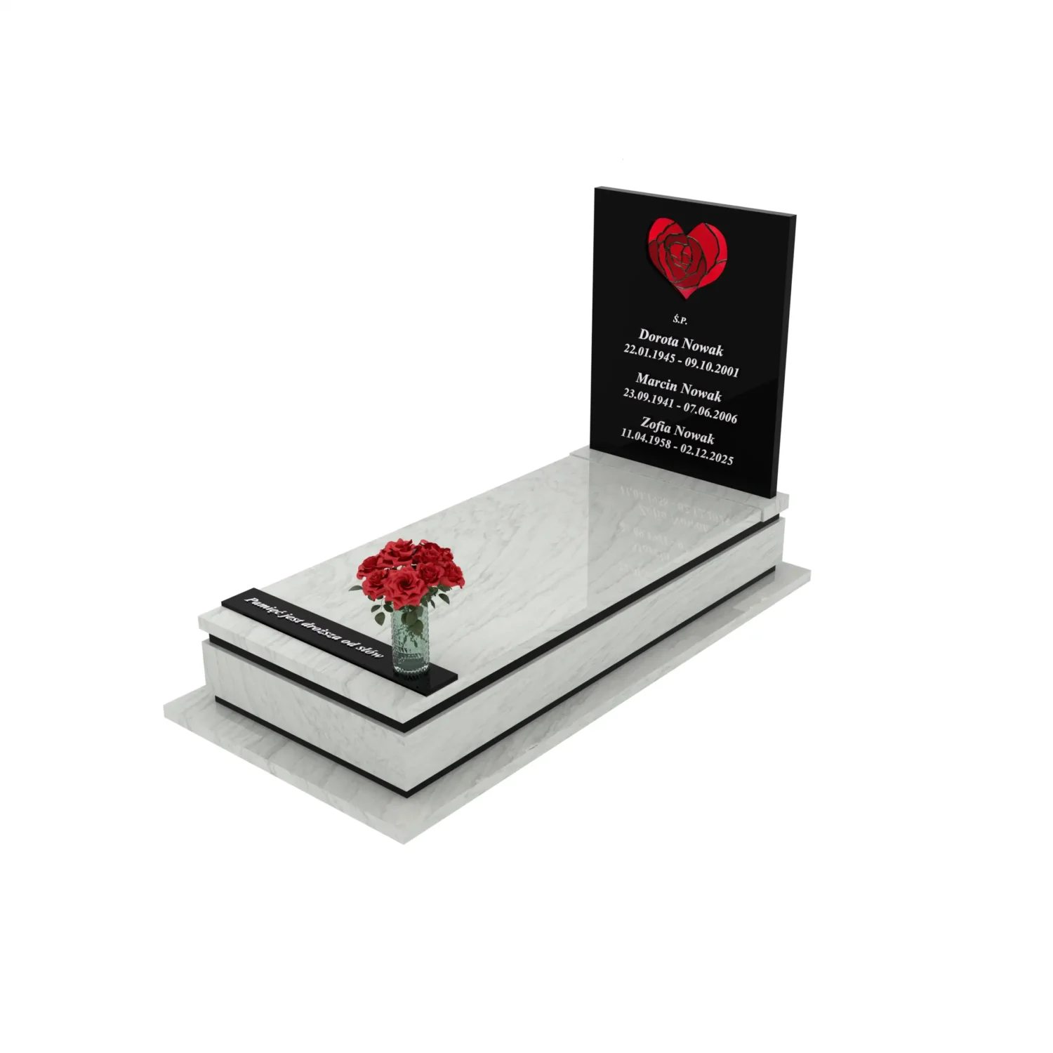 Nagrobek pojedynczy z witrażem serca K 128+360 – photo №12