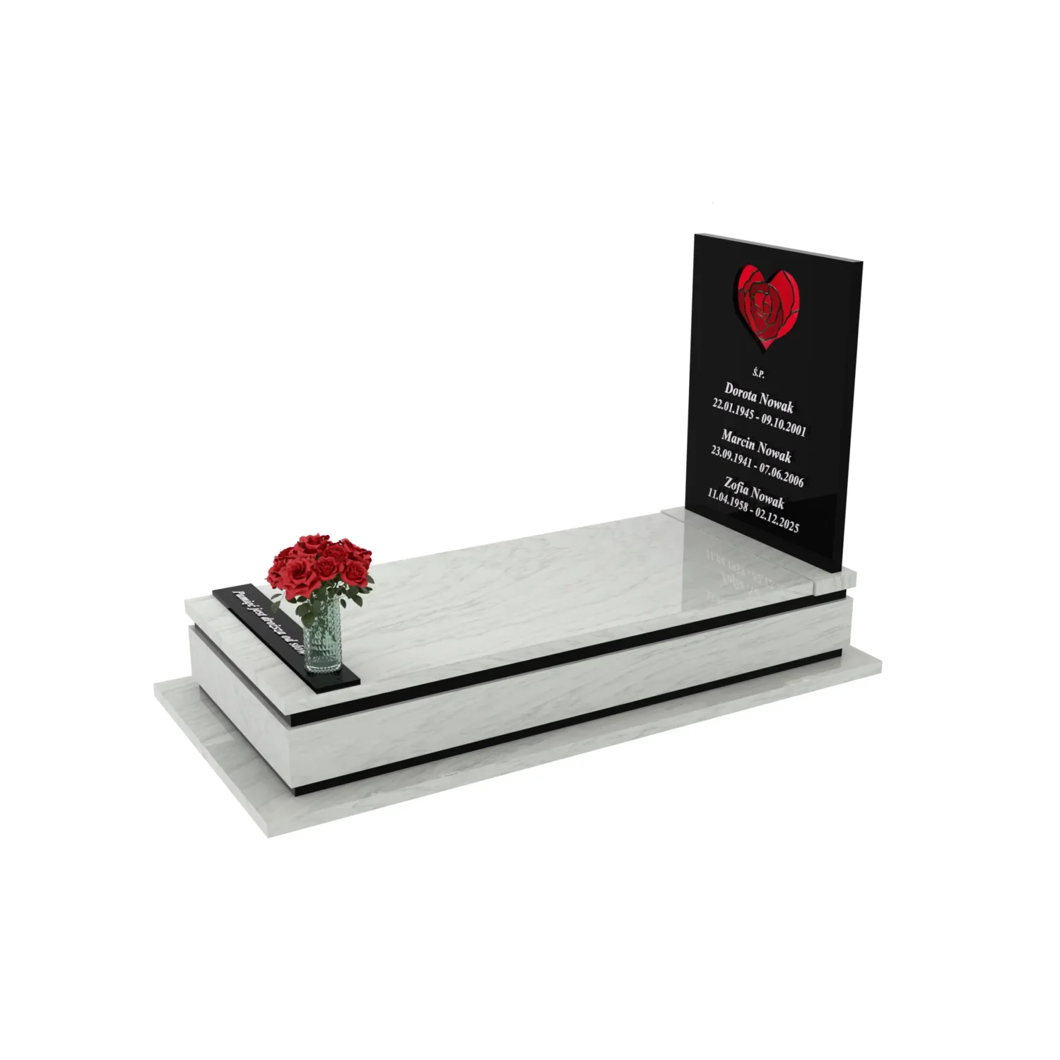 Nagrobek pojedynczy z witrażem serca K 128+360 – photo №1