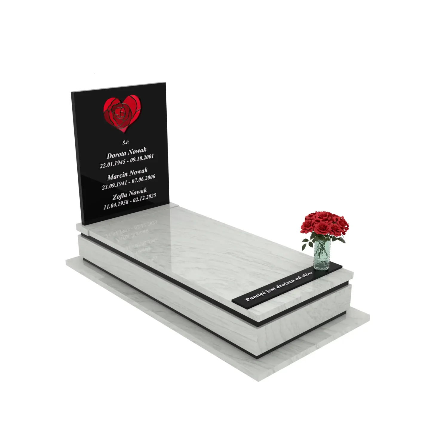 Nagrobek pojedynczy z witrażem serca K 128+360 – photo №10