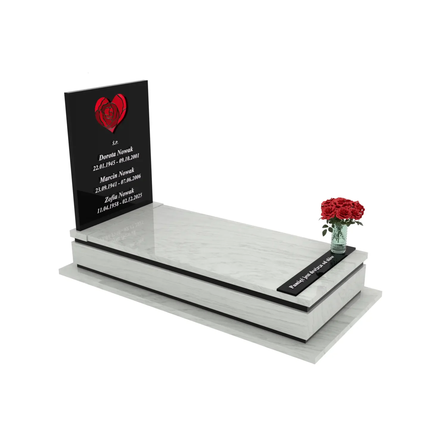 Nagrobek pojedynczy z witrażem serca K 128+360 – photo №9