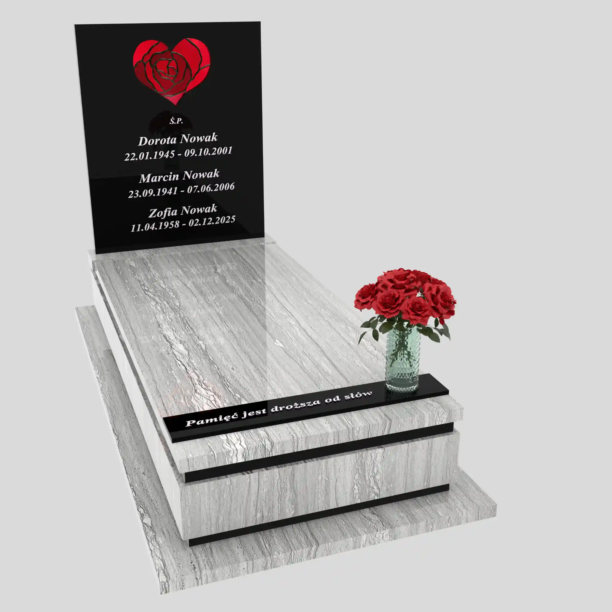 Nagrobek pojedynczy z witrażem serca K 128 zdjęcie 86