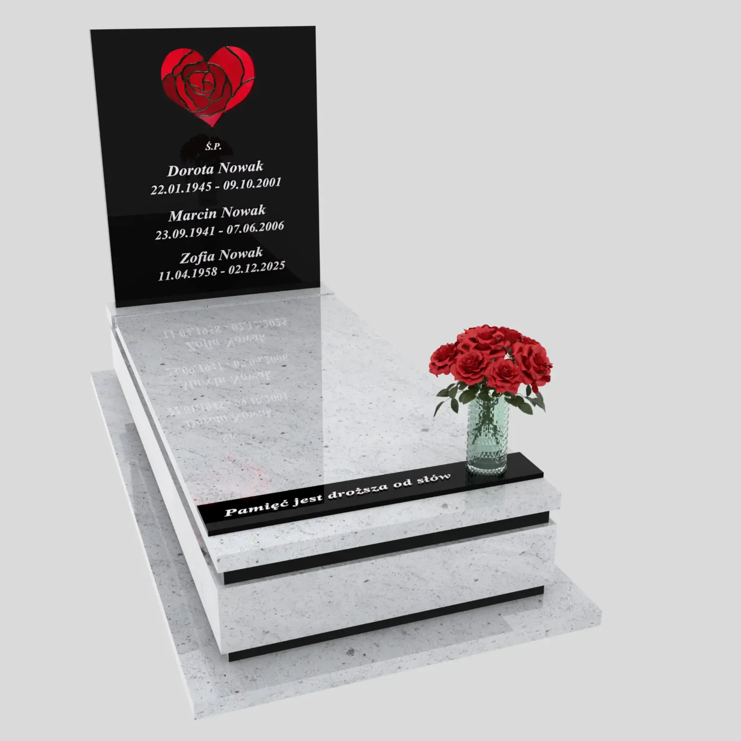 Nagrobek pojedynczy z witrażem serca K 128 zdjęcie 85