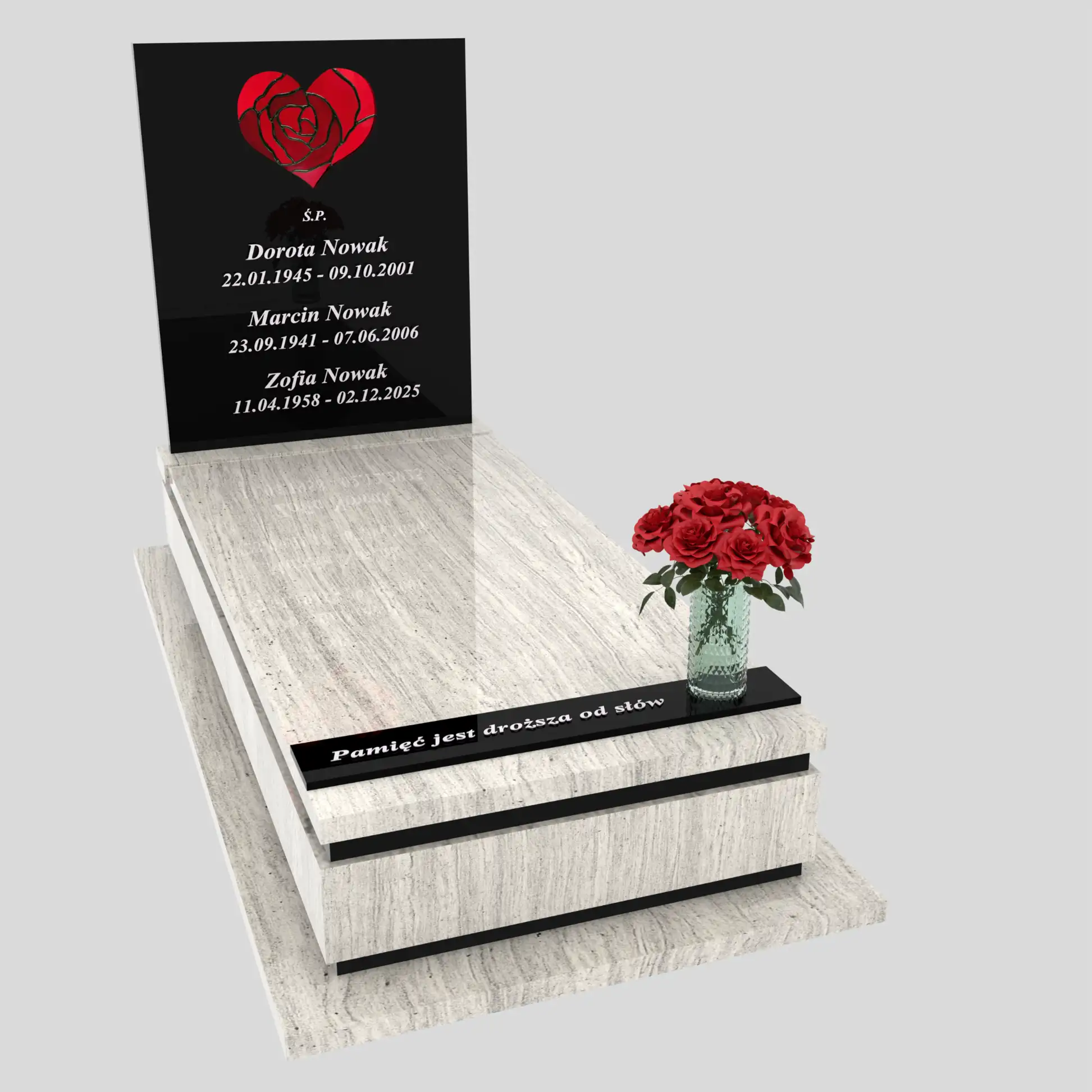 Nagrobek pojedynczy z witrażem serca K 128 zdjęcie 84