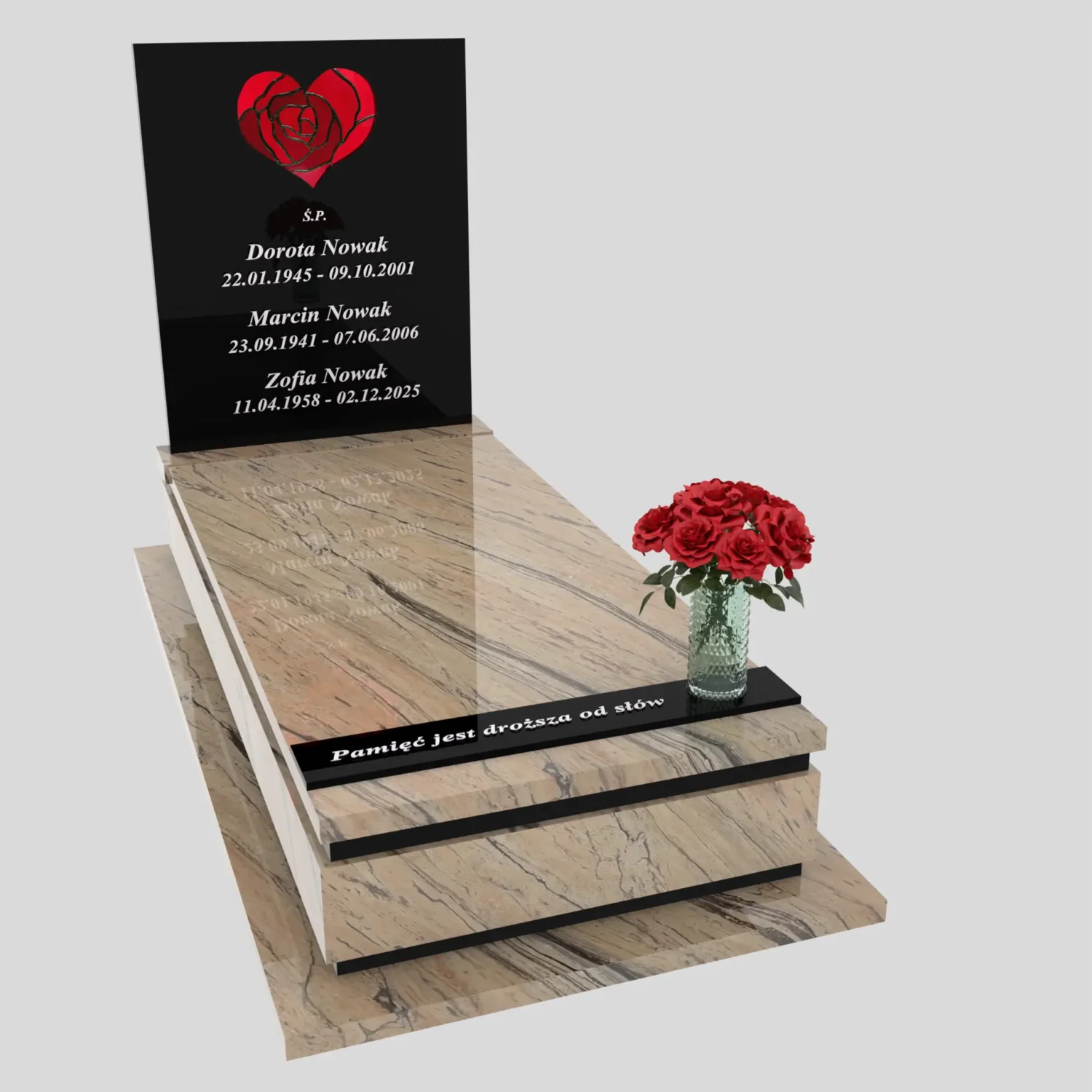 Nagrobek pojedynczy z witrażem serca K 128 zdjęcie 81
