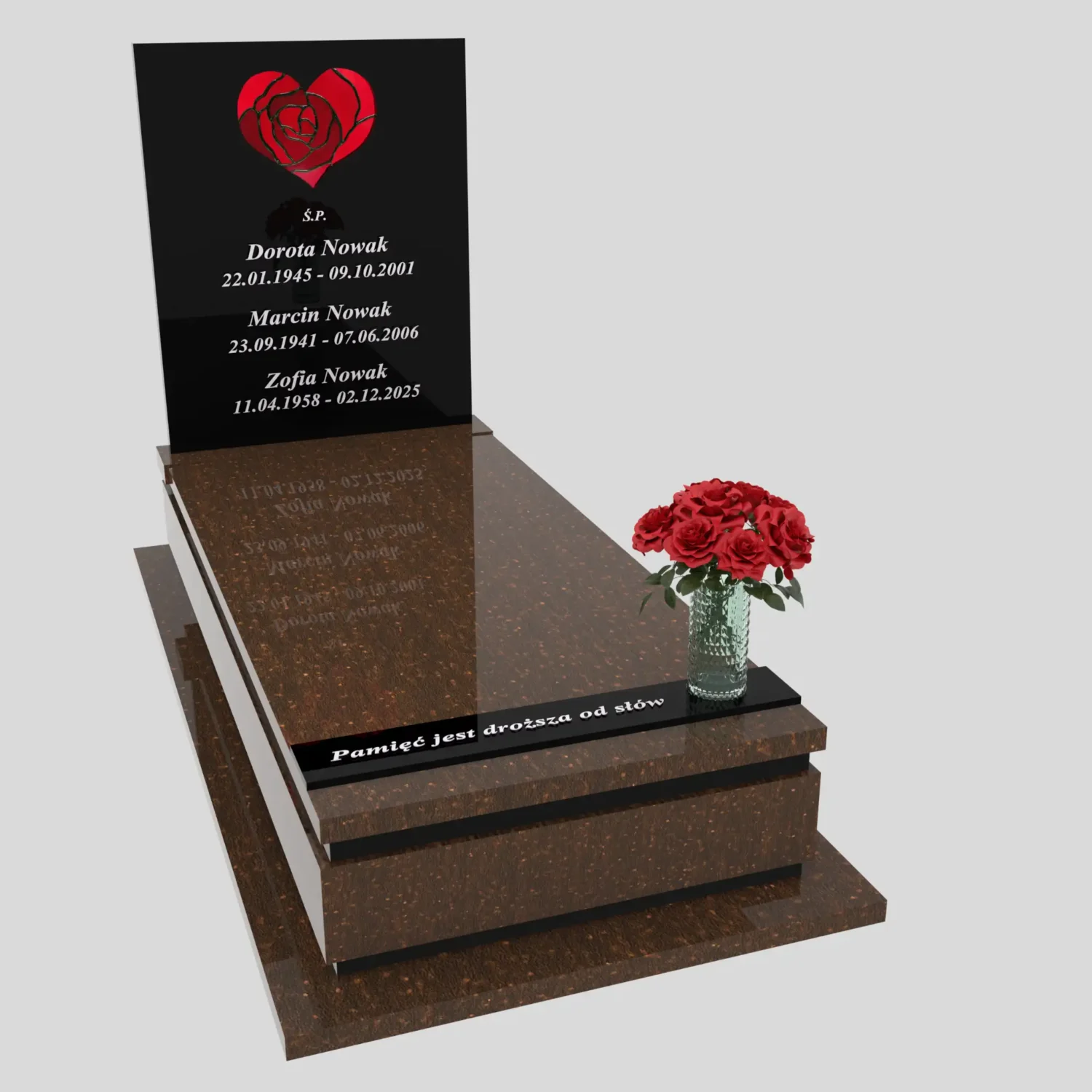 Nagrobek pojedynczy z witrażem serca K 128 zdjęcie 88