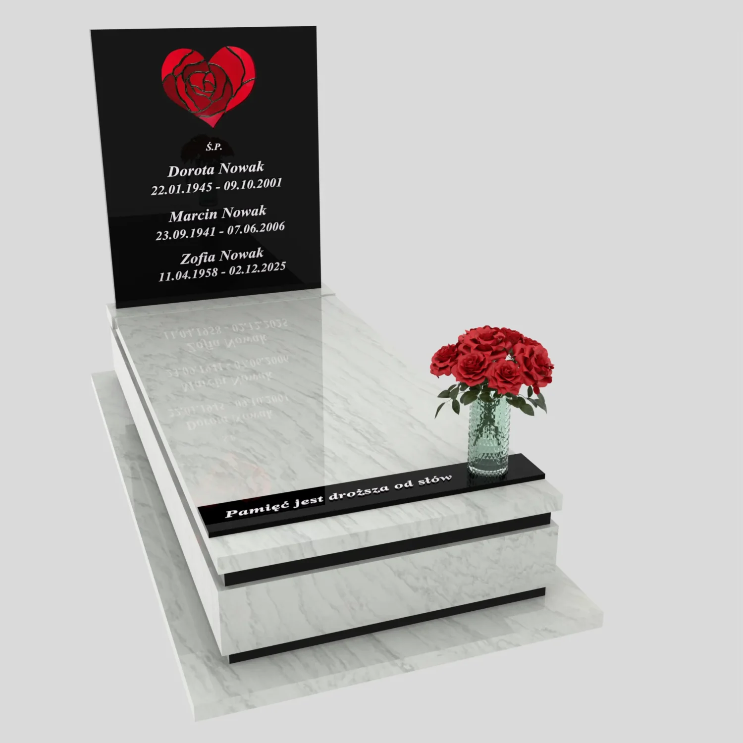 Nagrobek pojedynczy z witrażem serca K 128 zdjęcie 92