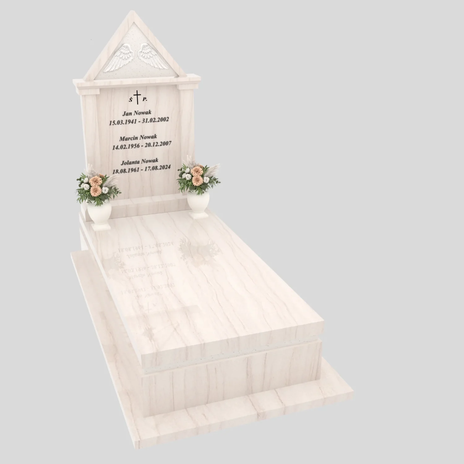 Nagrobek pojedynczy ze skrzydłami i daszkiem K 127 zdjęcie 90