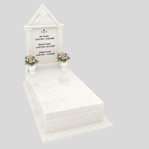 Nagrobki Warszawa | Nagrobk i pojedyncze ze skrzydłami z granitu super white