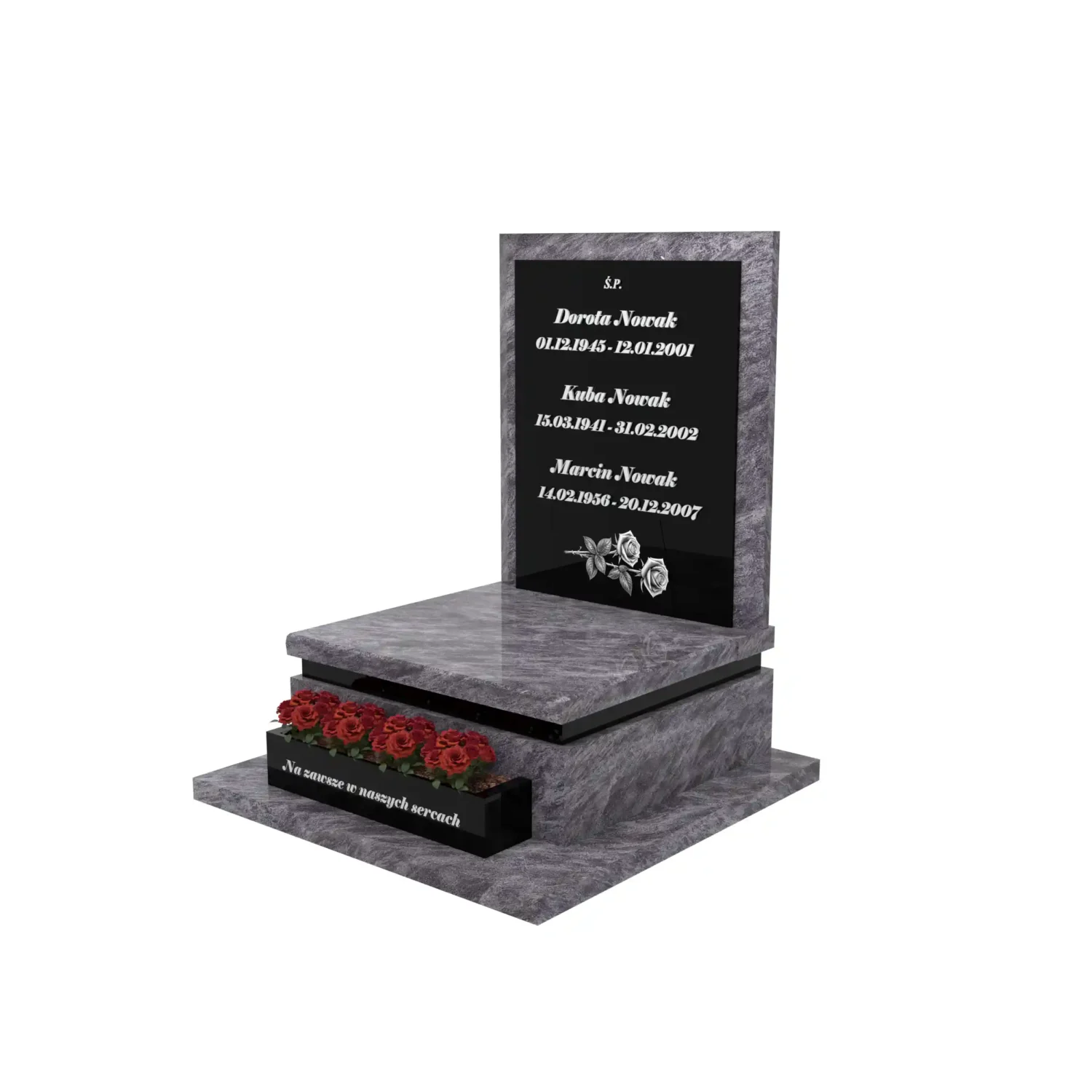 Nagrobek urnowy z grawerem róż U 131+360 – photo №1