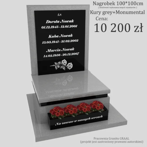 Nagrobki Warszawa | Nagrobki urnowe z grawerem z granitu kury grey