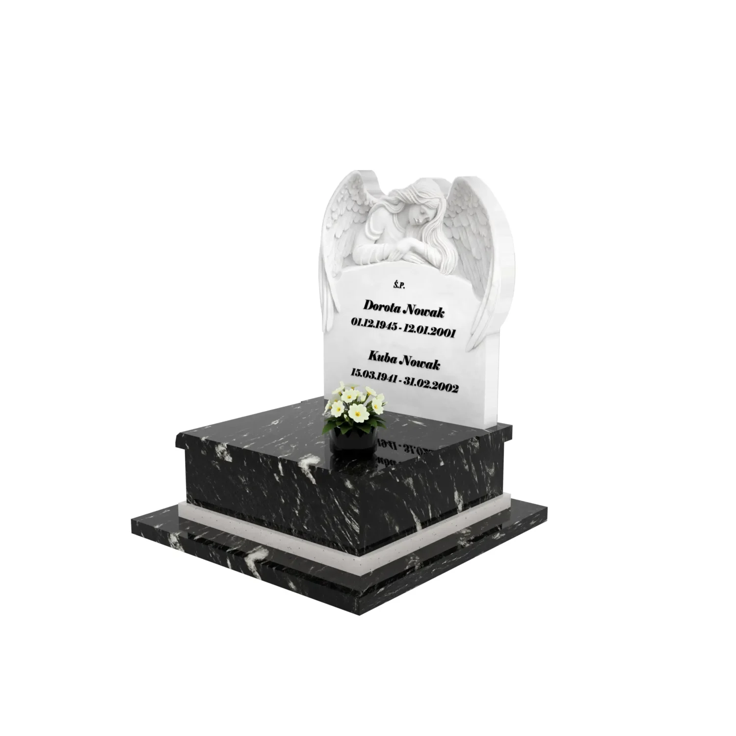 Nagrobek urnowy z rzeźbą anioła z marmuru U 130+360 – photo №1