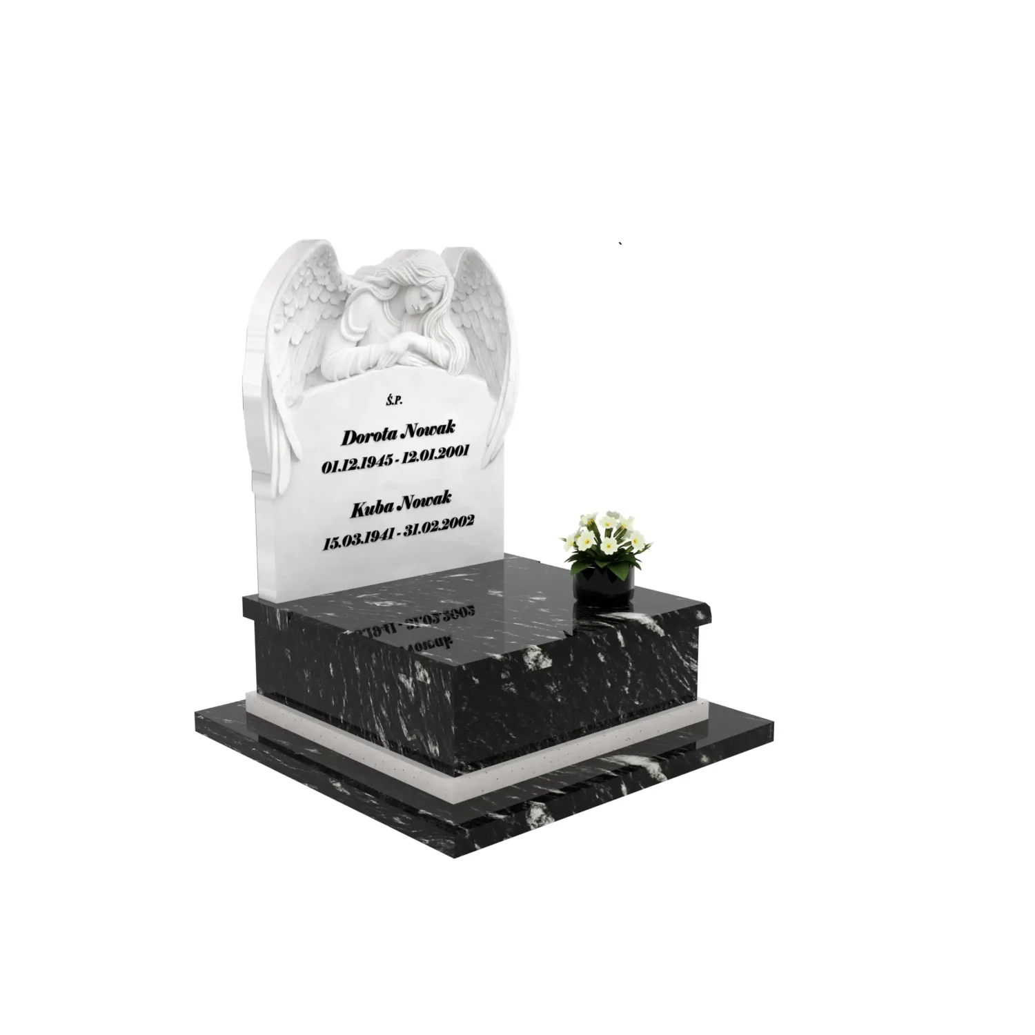 Nagrobek urnowy z rzeźbą anioła z marmuru U 130+360 – photo №11