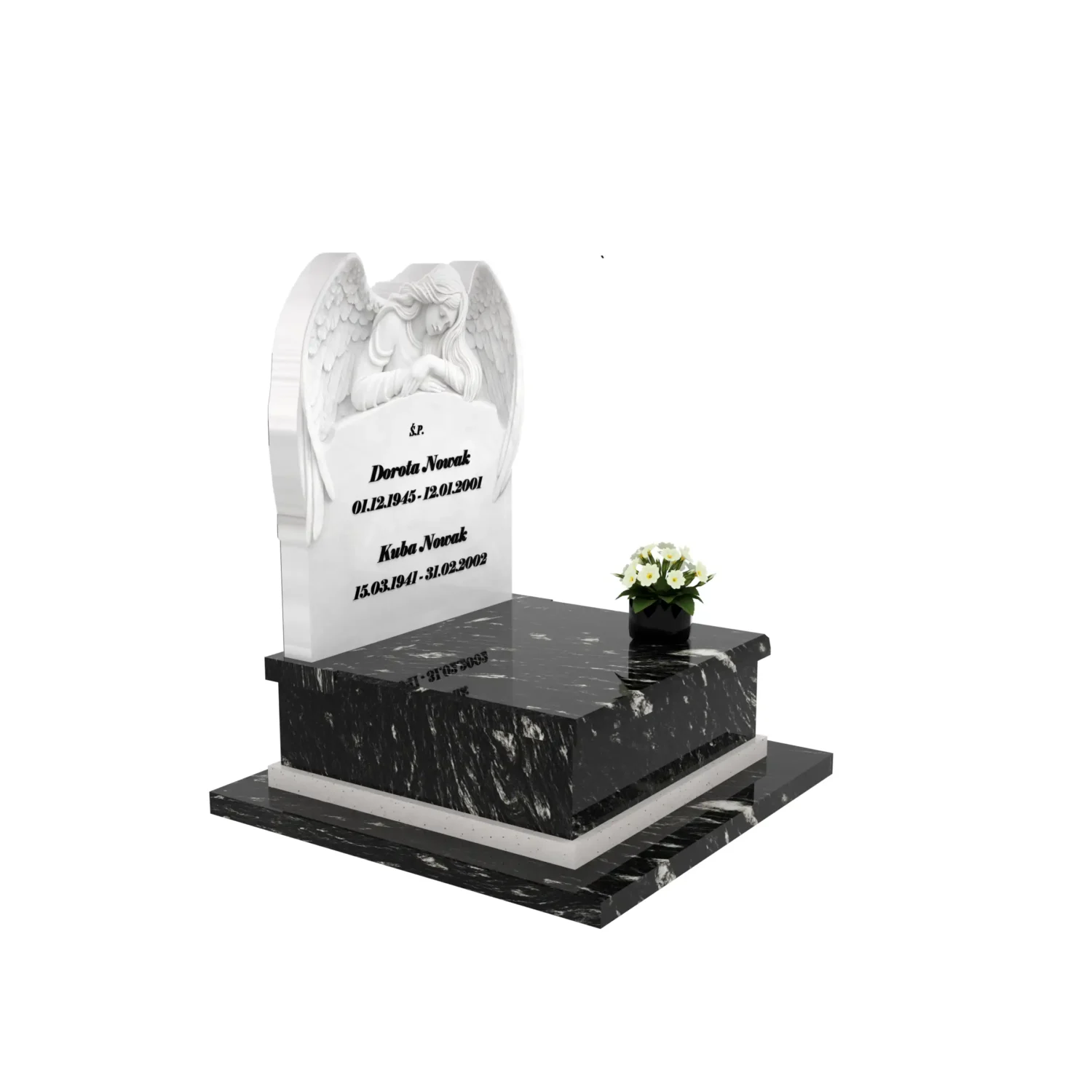 Nagrobek urnowy z rzeźbą anioła z marmuru U 130+360 – photo №10