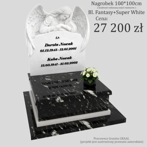 Nagrobki Warszawa | Nagrobki urnowe z rzeźbą anioła z granitu black fantasy