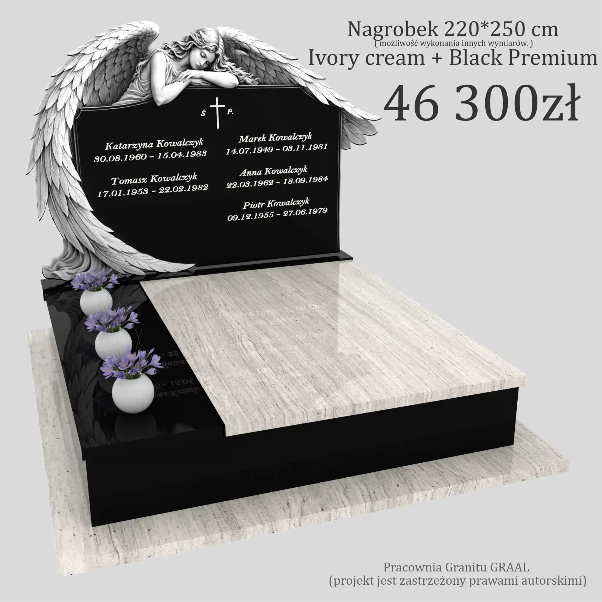 Nagrobek podwójny z grawerem anioła KD 71 zdjęcie 33