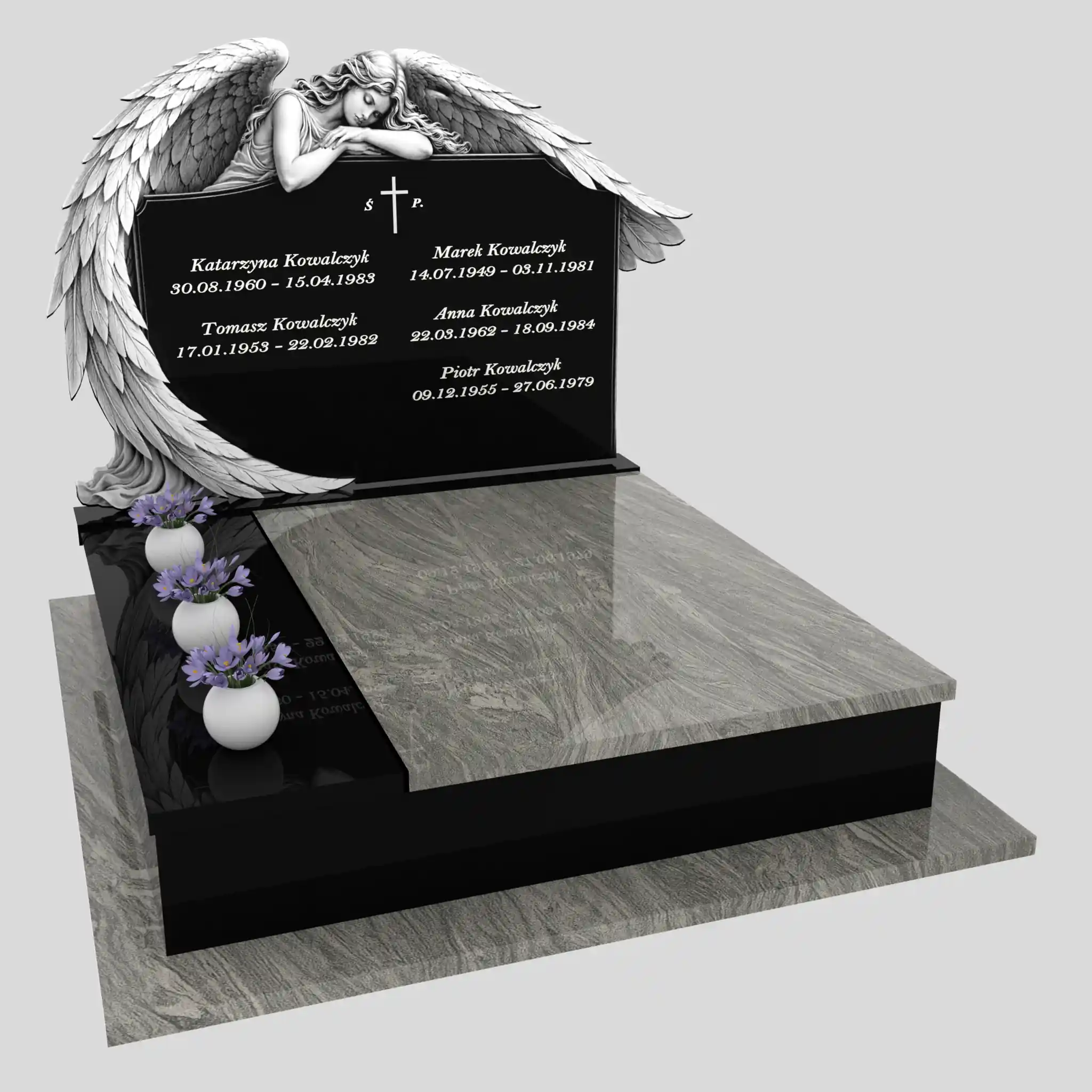Nagrobek podwójny z grawerem anioła KD 71 zdjęcie 81